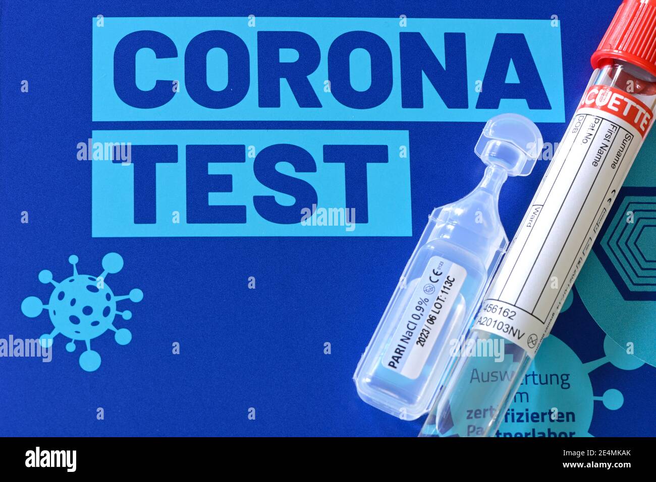 Test corona set per il campionamento e la valutazione indipendenti in laboratorio Foto Stock