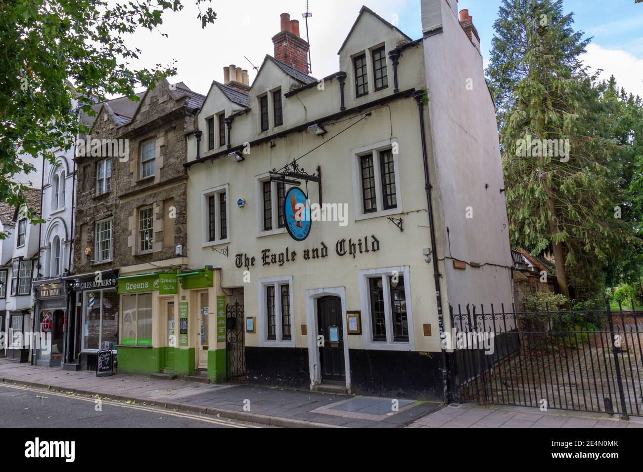 The Eagle and Child Public House in St Gile's Street, Oxford, Oxfordshire, Regno Unito Foto Stock