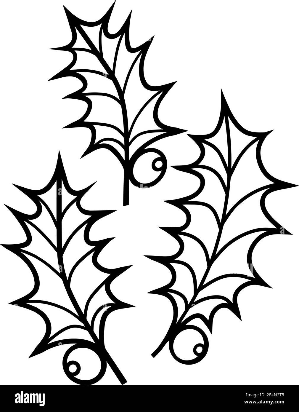 Albero di Natale con inchiostro nero bacche disegnato Illustrazione Vettoriale