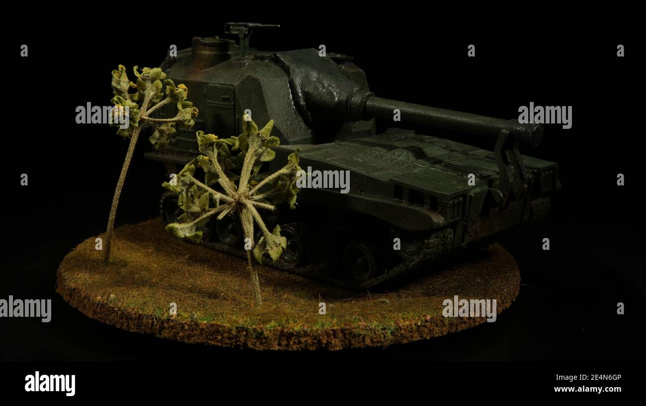 US 203 mm Panzerhuubitze M 55 Modell im Maßstab H0 - US 203mm Self-Propelled Artiglieria - modello in scala 1:87 Foto Stock