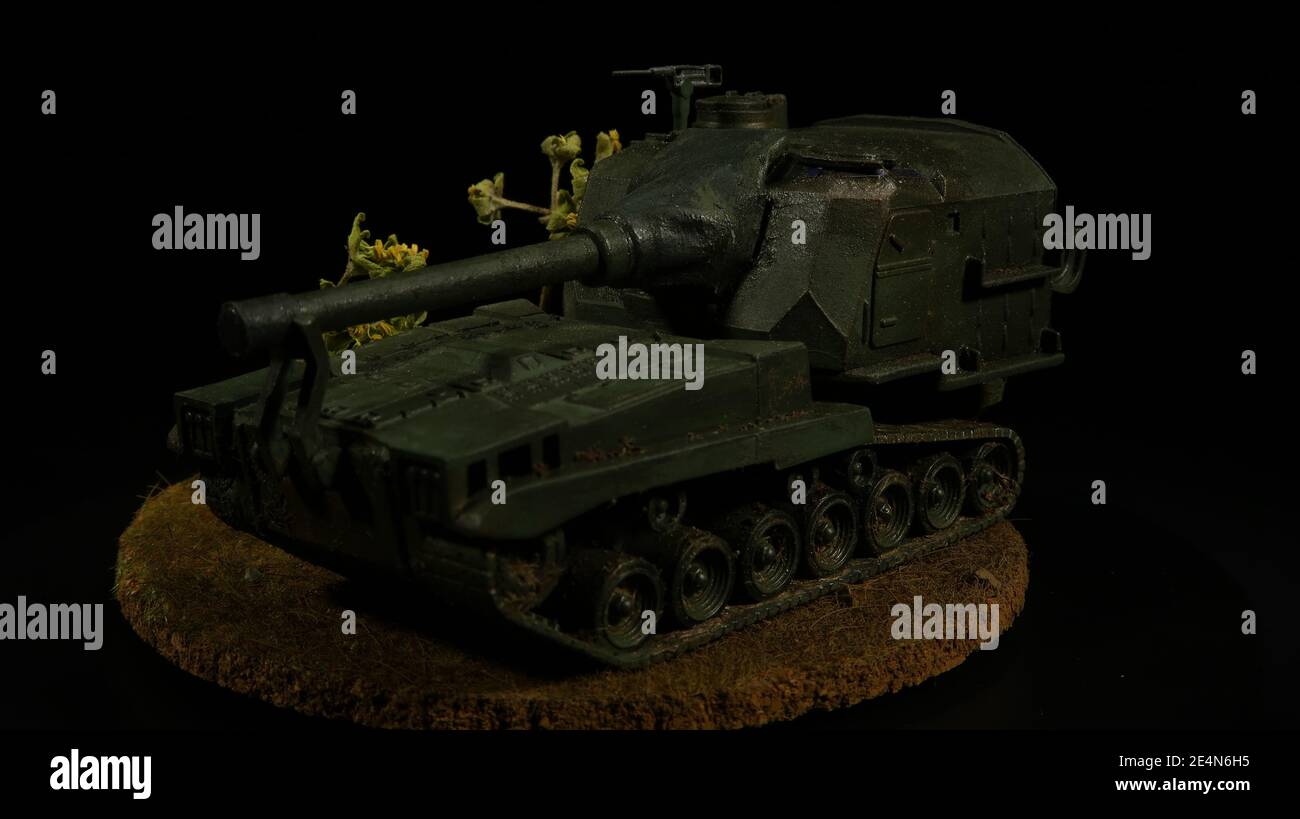 US 203 mm Panzerhuubitze M 55 Modell im Maßstab H0 - US 203mm Self-Propelled Artiglieria - modello in scala 1:87 Foto Stock