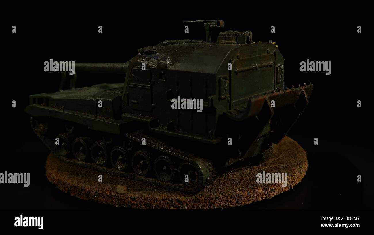 US 203 mm Panzerhuubitze M 55 Modell im Maßstab H0 - US 203mm Self-Propelled Artiglieria - modello in scala 1:87 Foto Stock