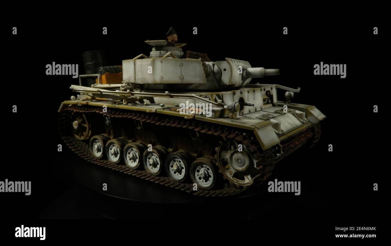 PZ.Kpfw.III Ausf.N / Panzer III Ausführung N mit Winterketten Modell Im Maßstab 1:35 - German Tank III German Army Scale 1:35 Foto Stock