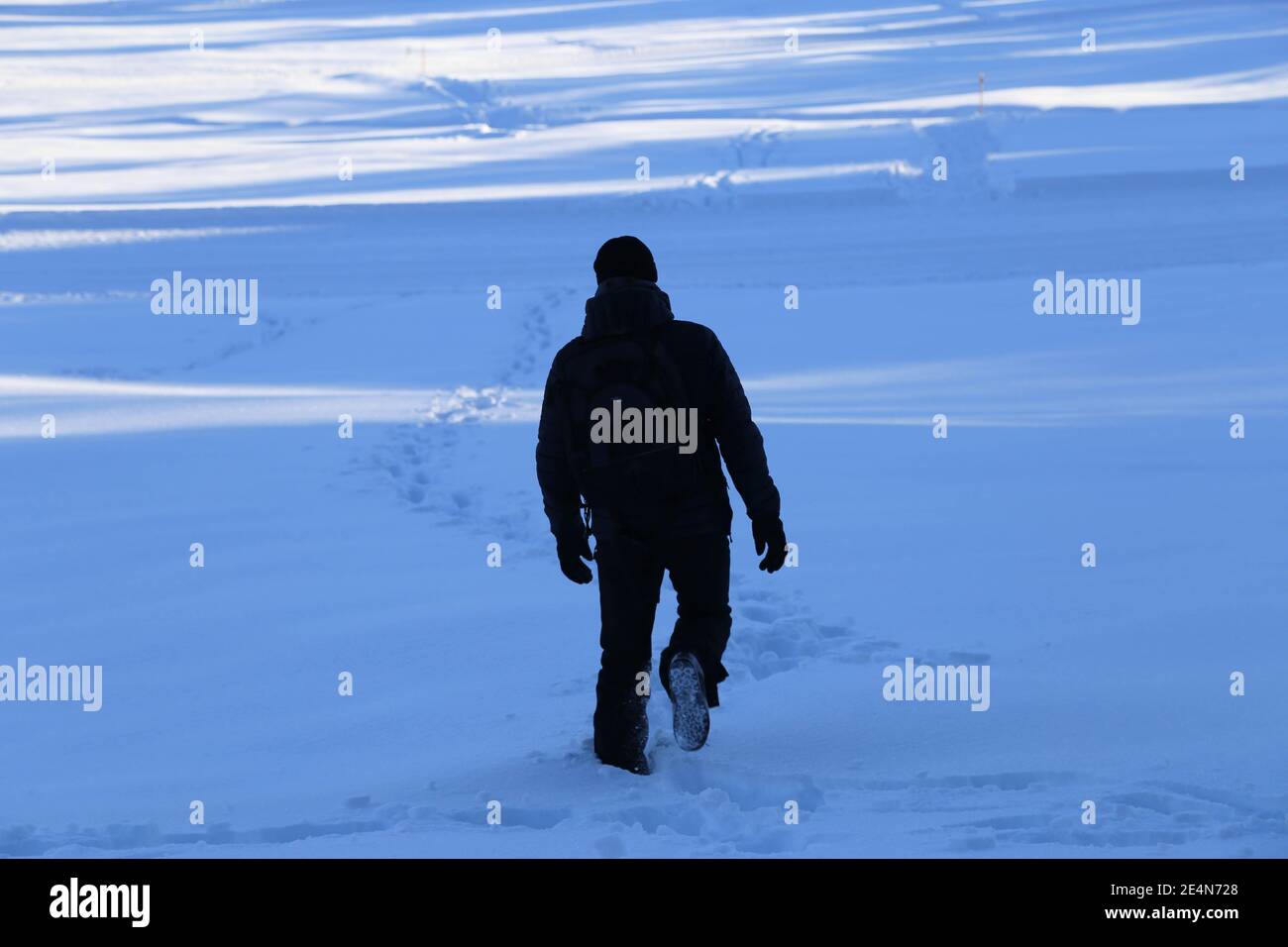 Mann im Schnee Foto Stock