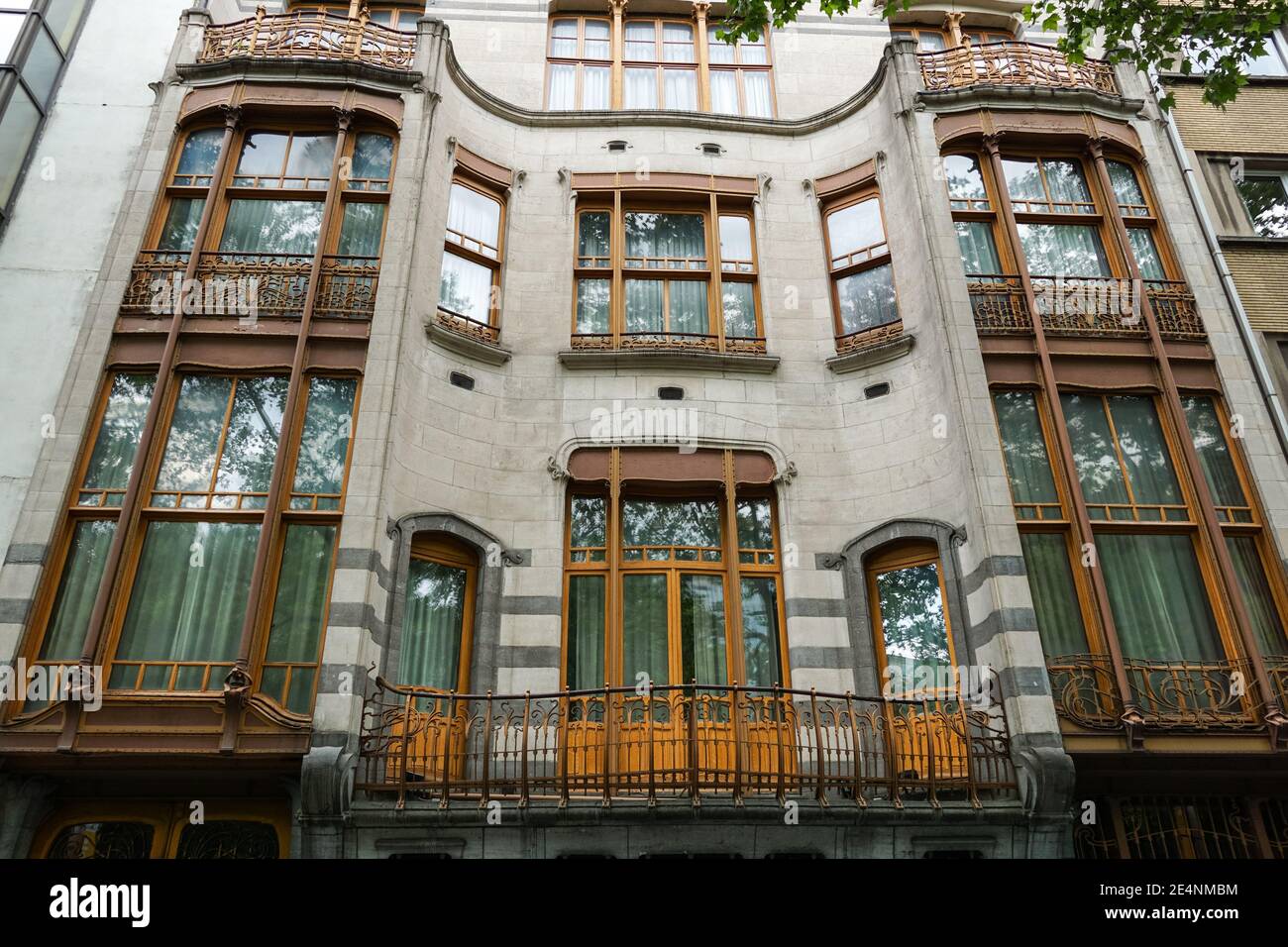 Facciata dell'Hotel Solvay, residenza in stile Liberty progettata da Victor Horta a Bruxelles, Belgio. Foto Stock