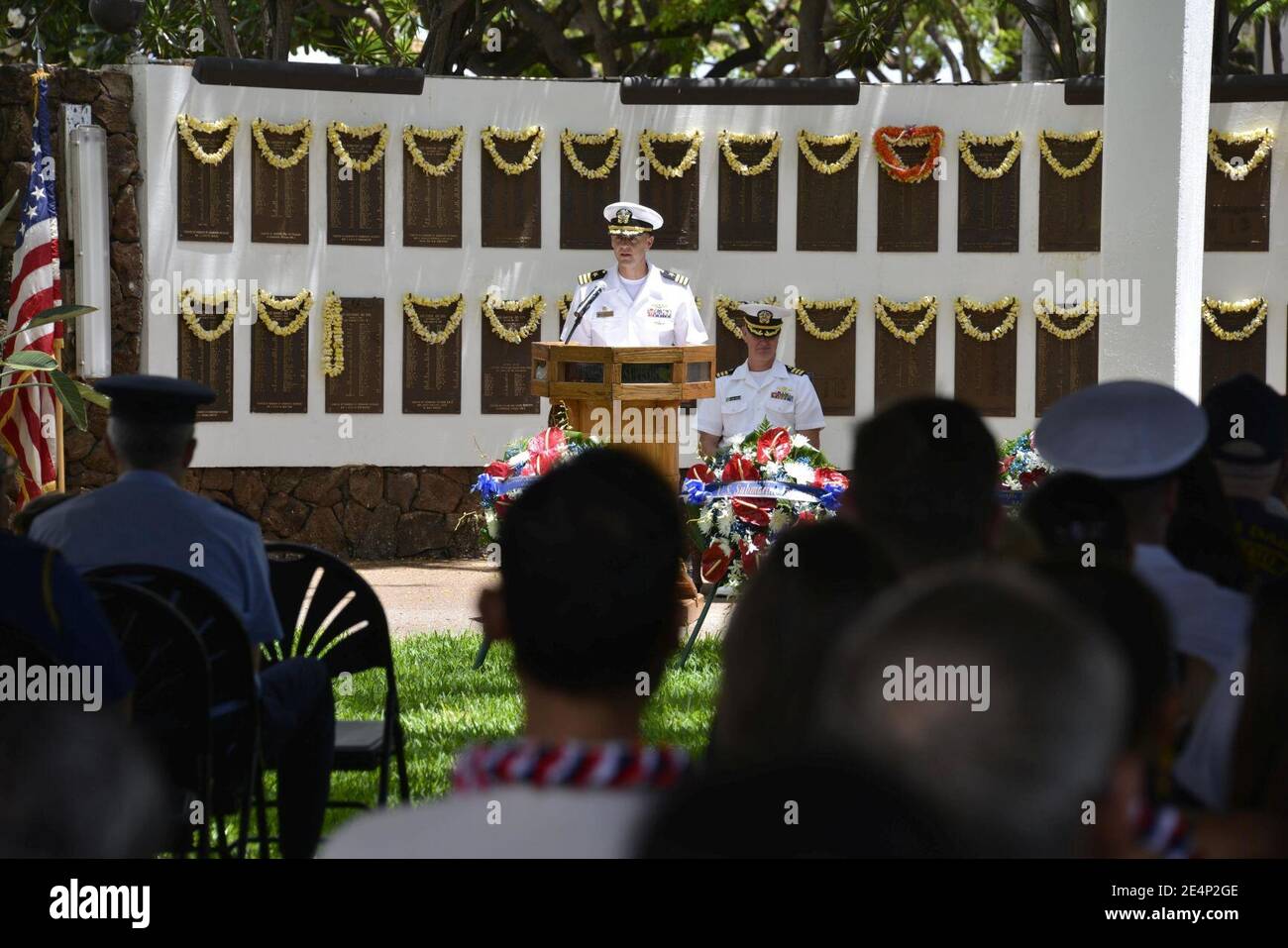 Cerimonia del Memorial Day presso l'USS Parche Park and Submarine Memoriale Foto Stock