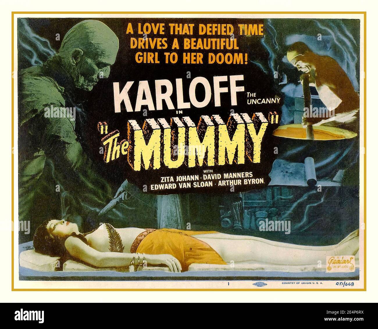 La MUMMIA 1930's KARLOFF Vintage Horror film poster 'The Mummy' Vintage Horror Movie Poster 1932, Starring Boris Karloff, Zita Johann, David Manners, Edward Van Sloan, Arthur Byron, a Universal Picture USA Foto Stock