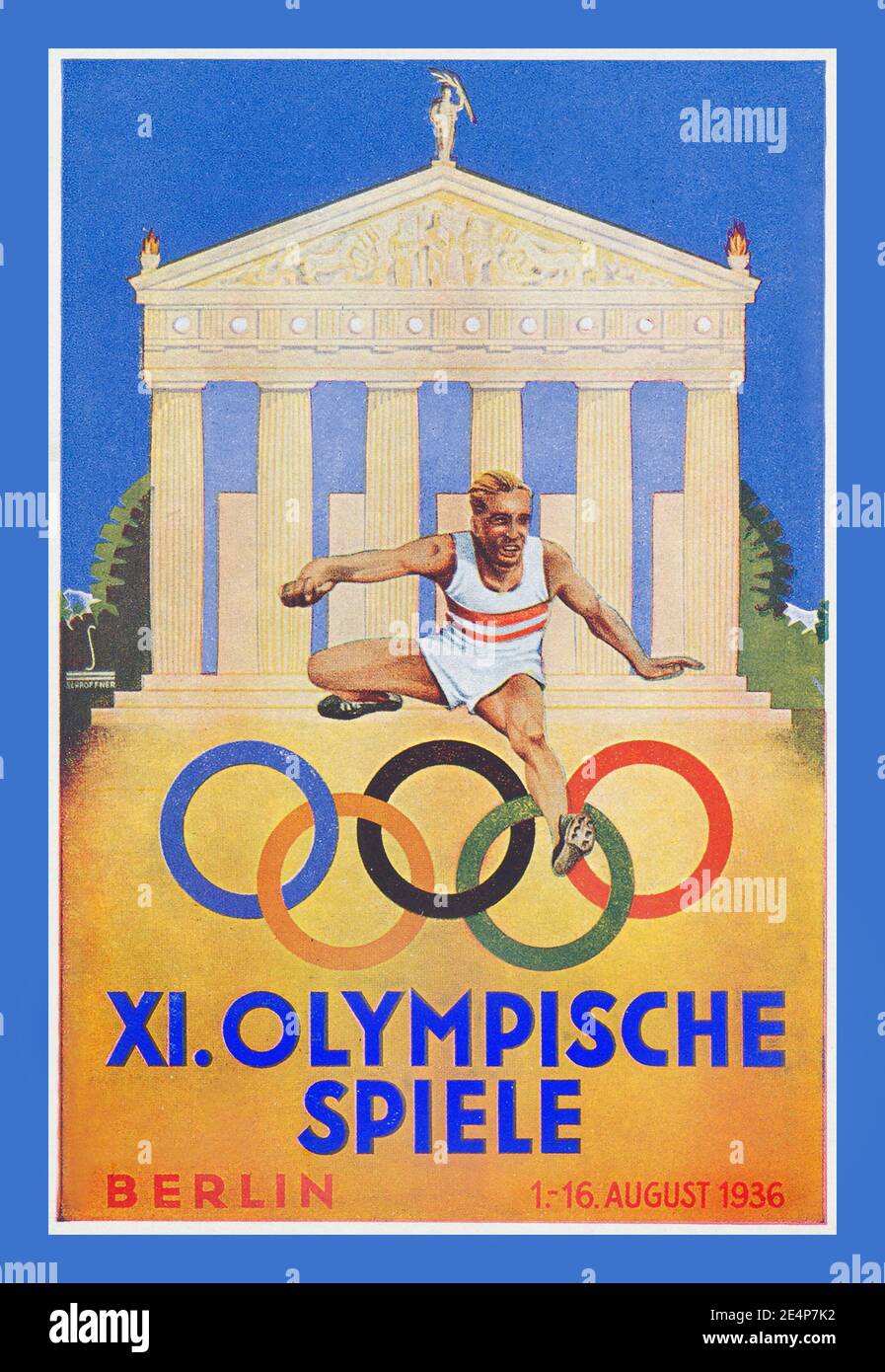 BERLINO Vintage 1930's Olympic Games X1 vintage Sports Poster 1936, Berlino nazista Germania OLYMPISCHE SPIELE 1-16 agosto 1936 Berlino Germania Foto Stock