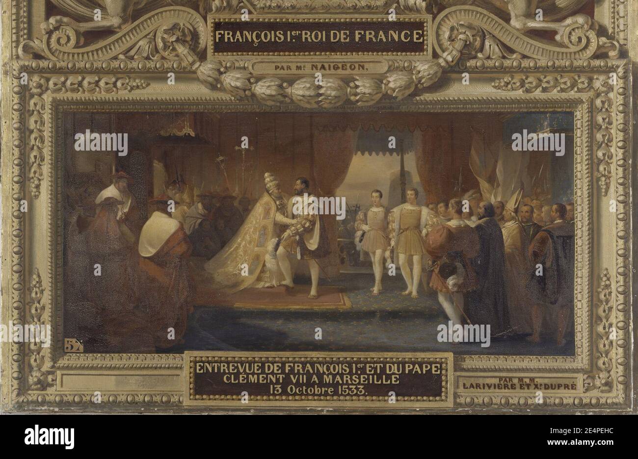 Incontro di Francesco i con Papa Clemente VII Larivière et Dupré Versailles. Foto Stock