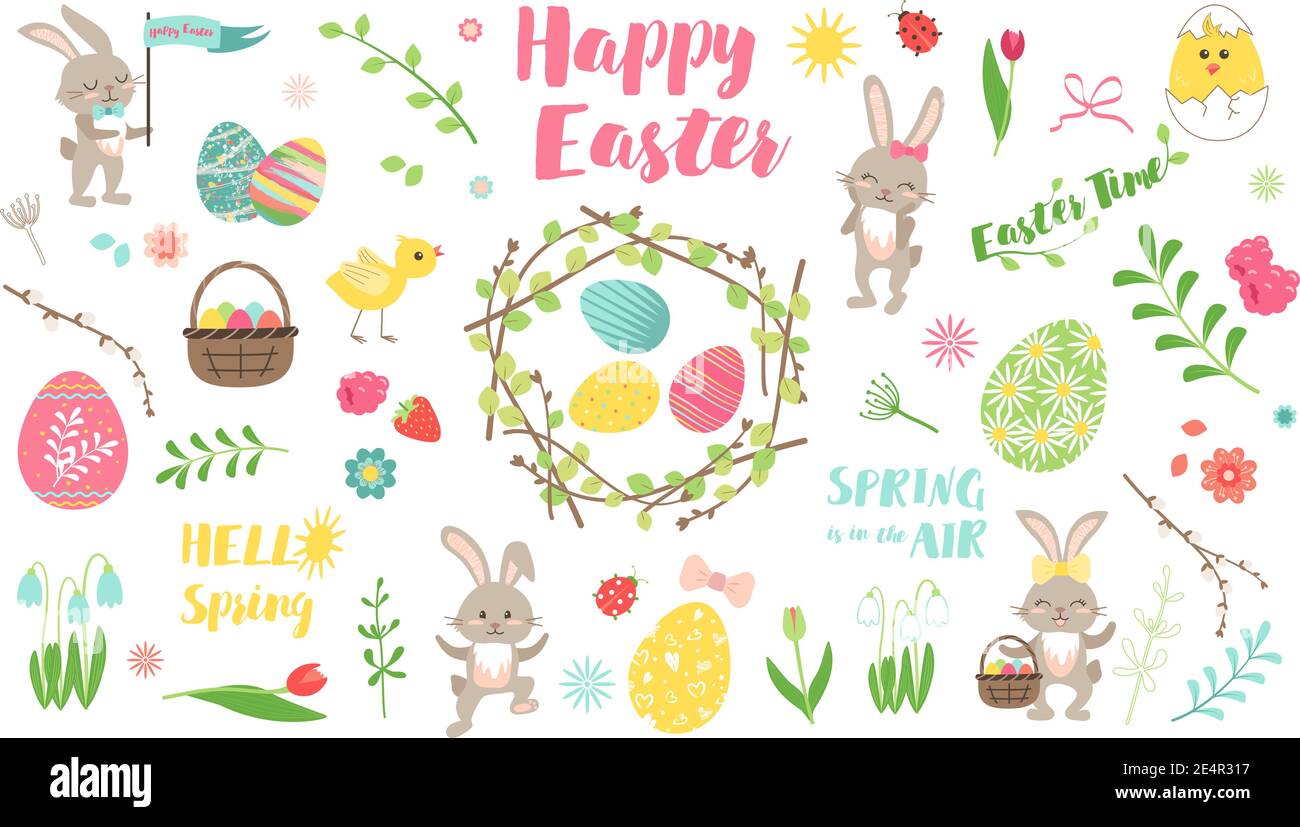 Pasqua, insieme di elementi di design Illustrazione Vettoriale