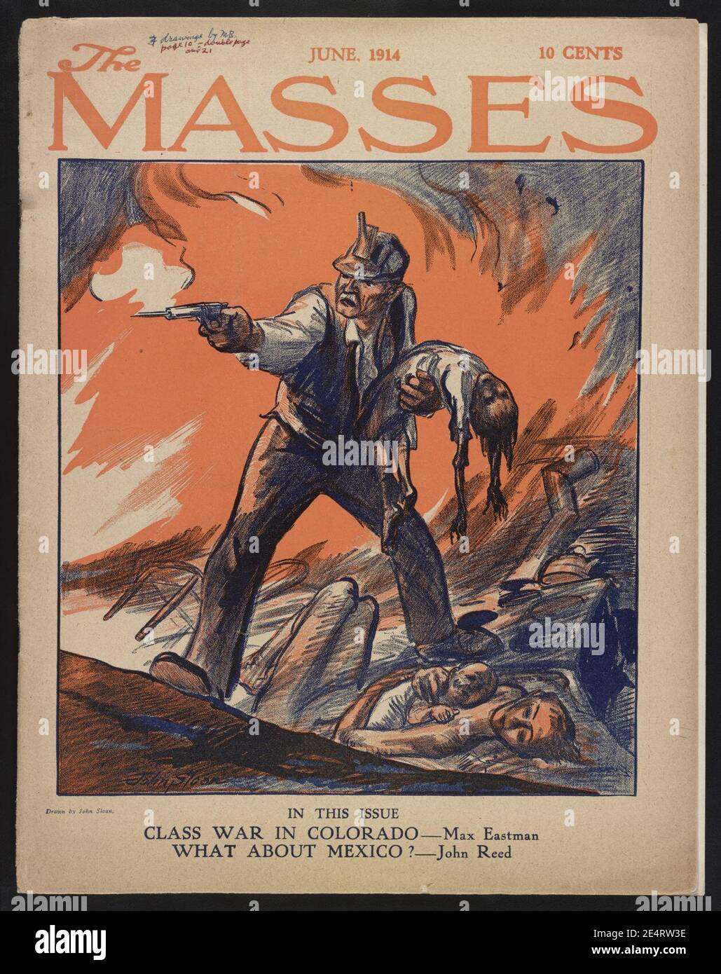 Massacro durante il Colorado Coal Strike a Ludlow, Colorado) - disegnato da John Sloan Foto Stock