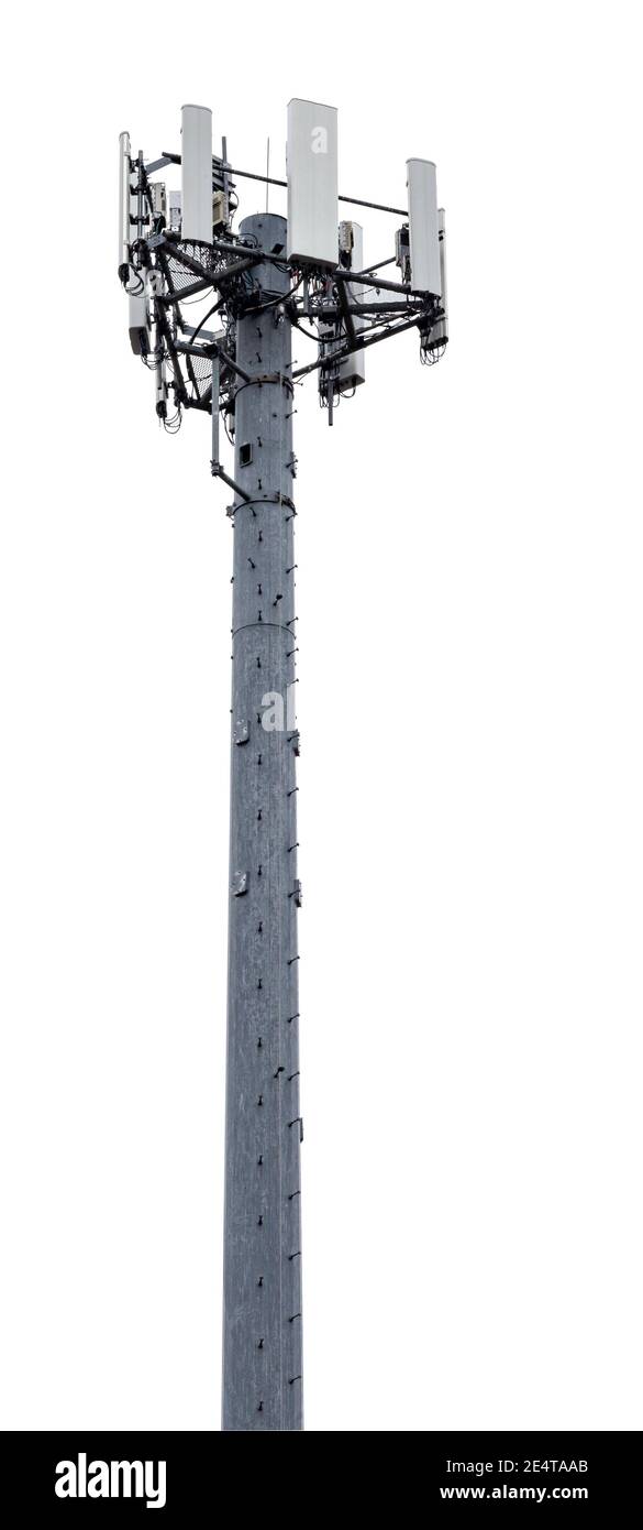 Telefono cellulare Telecomunicazioni Torre su sfondo bianco Foto Stock