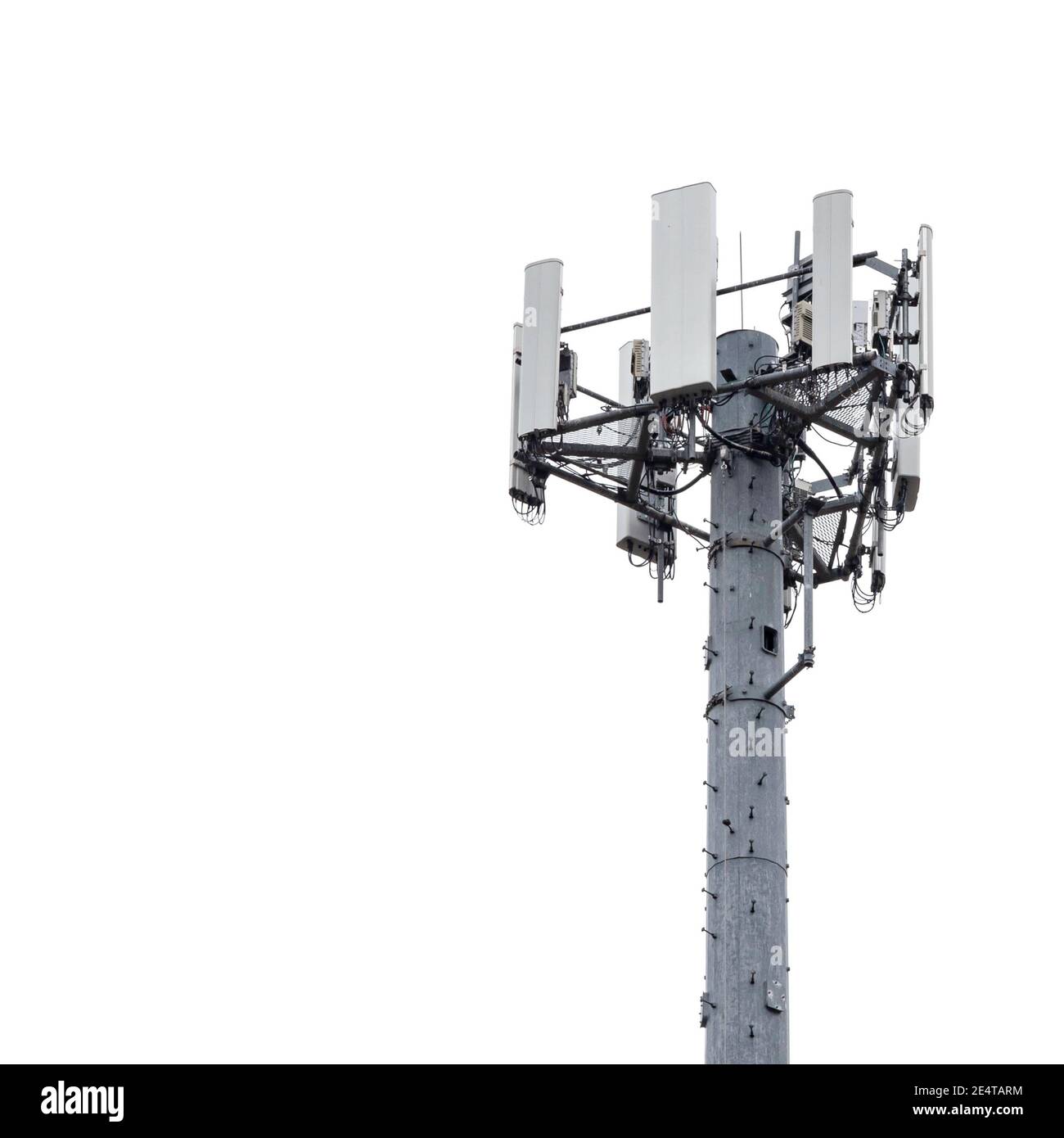 Telefono cellulare Telecomunicazioni Torre su sfondo bianco Foto Stock