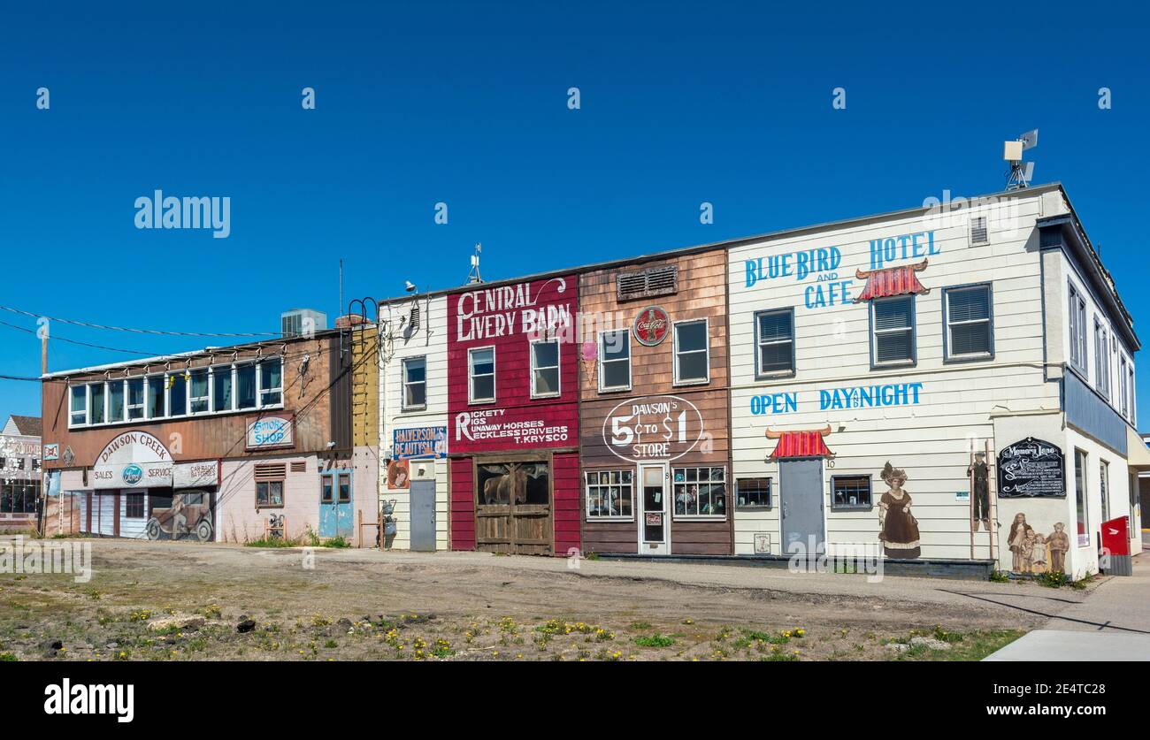 Canada, British Columbia, Dawson Creek, murales di Memory Lane Foto Stock