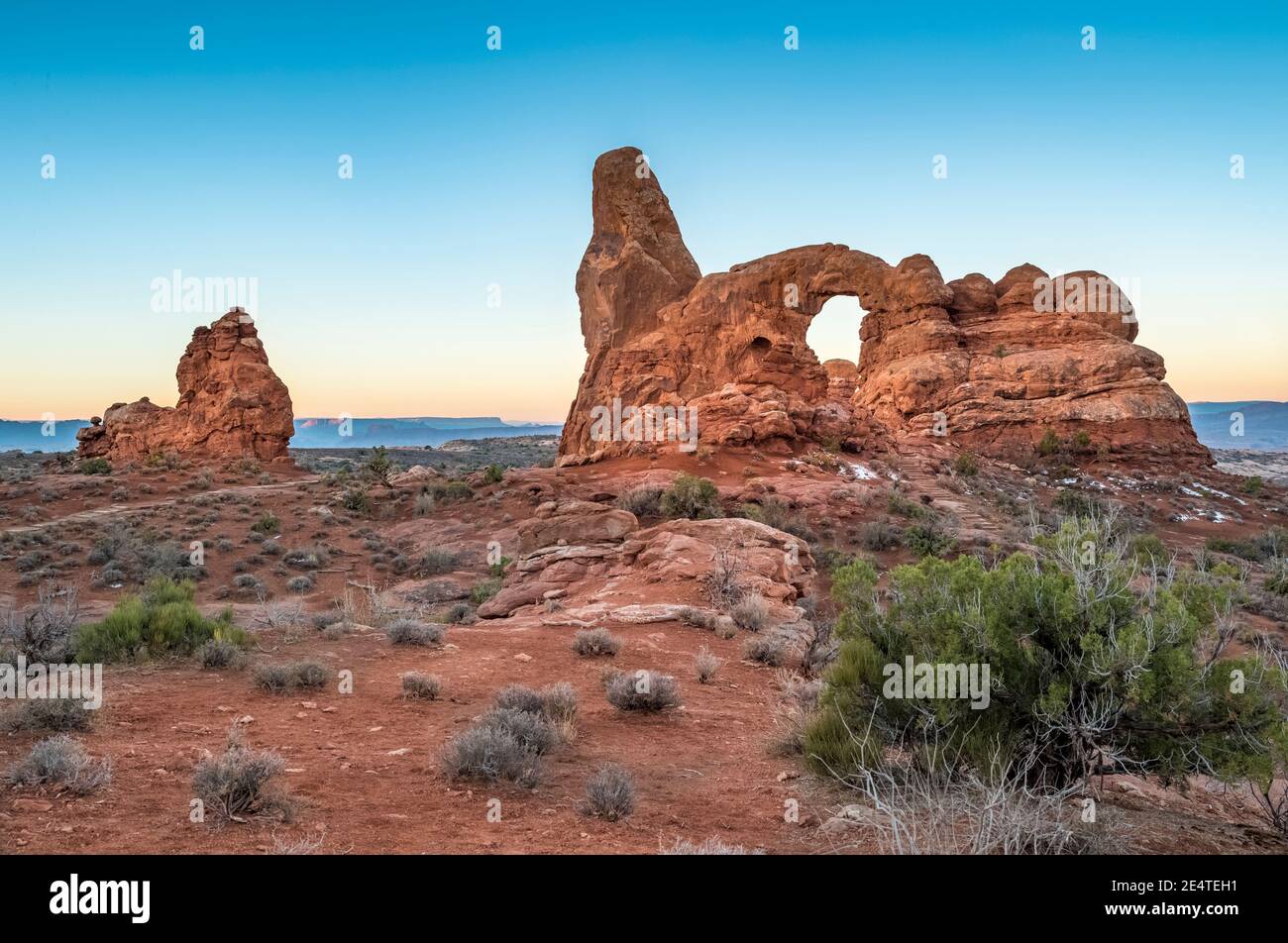 LA SEZIONE DELLE FINESTRE ARCHI NATIONAL PARK MOAB UTAH Foto Stock