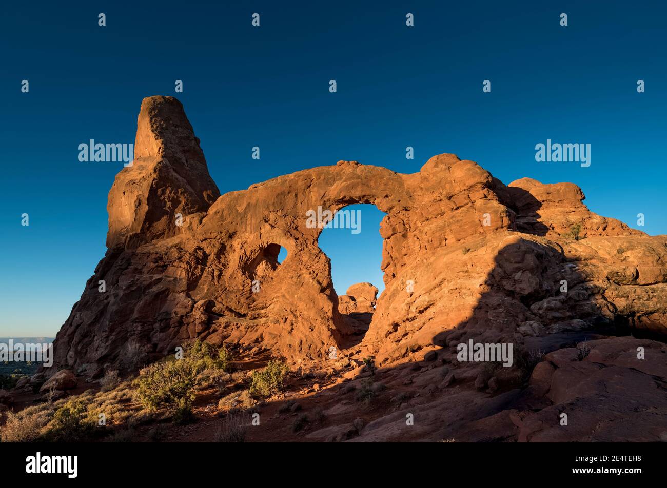 LA SEZIONE DELLE FINESTRE ARCHI NATIONAL PARK MOAB UTAH Foto Stock