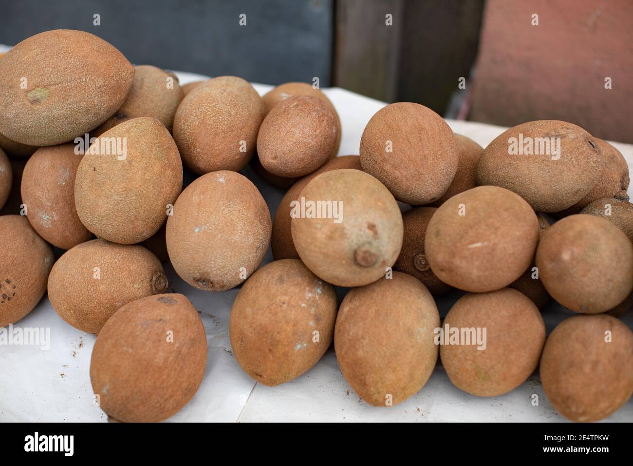 Mamey in vendita a San Juan la Laguna, Guatemala, America centrale. Foto Stock