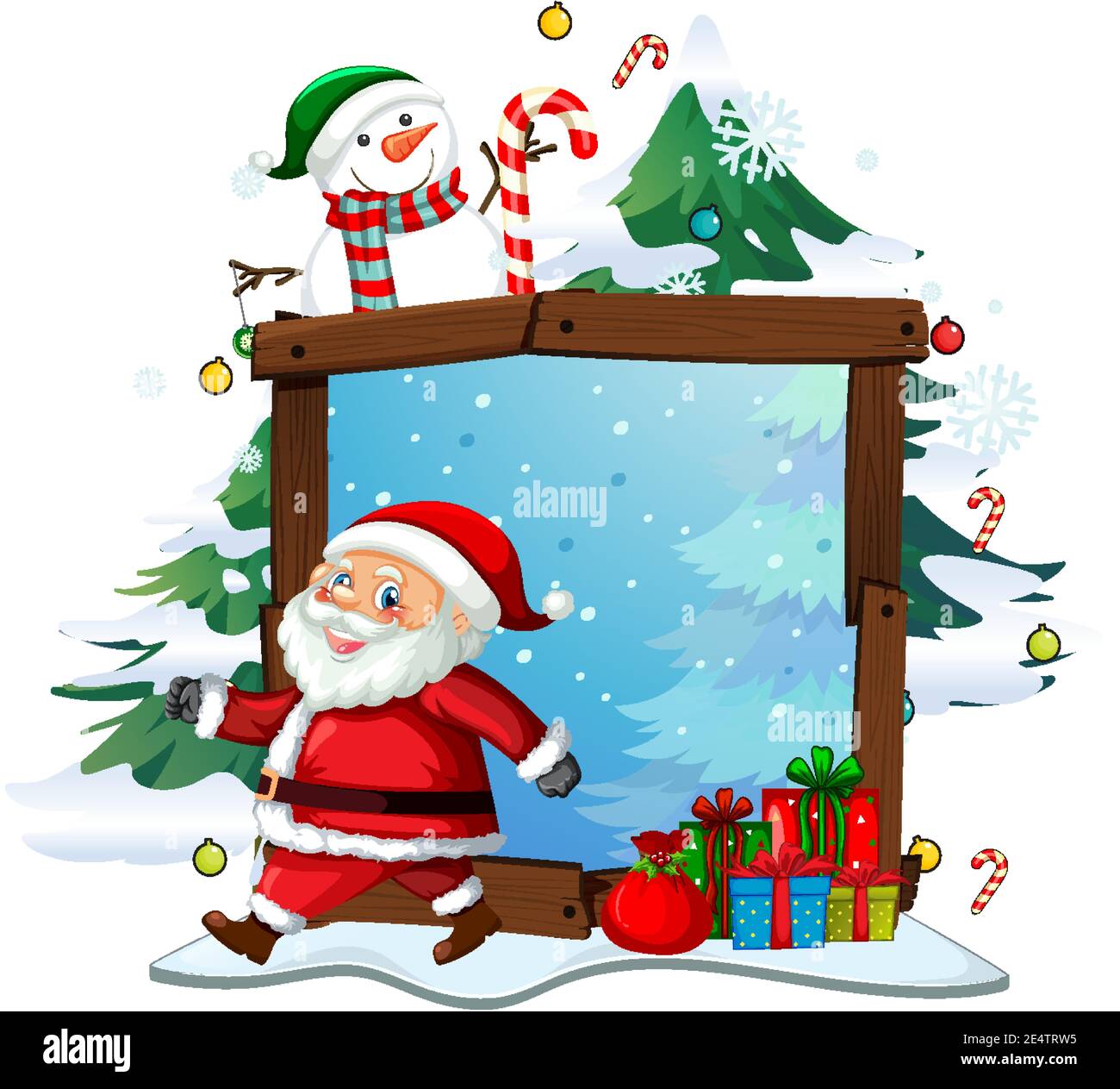 Cornice in legno bianco con Babbo Natale a tema natalizio immagine su  sfondo bianco Immagine e Vettoriale - Alamy