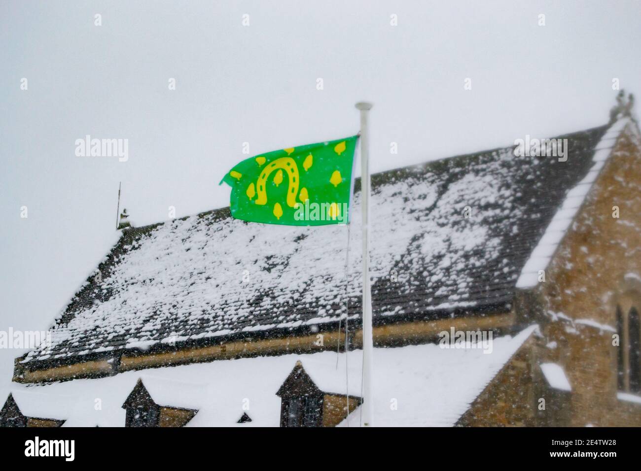 OAKHAM/RUTLAND, INGHILTERRA - 24 GENNAIO 2021: Castello di Oakham in una giornata innevata Foto Stock