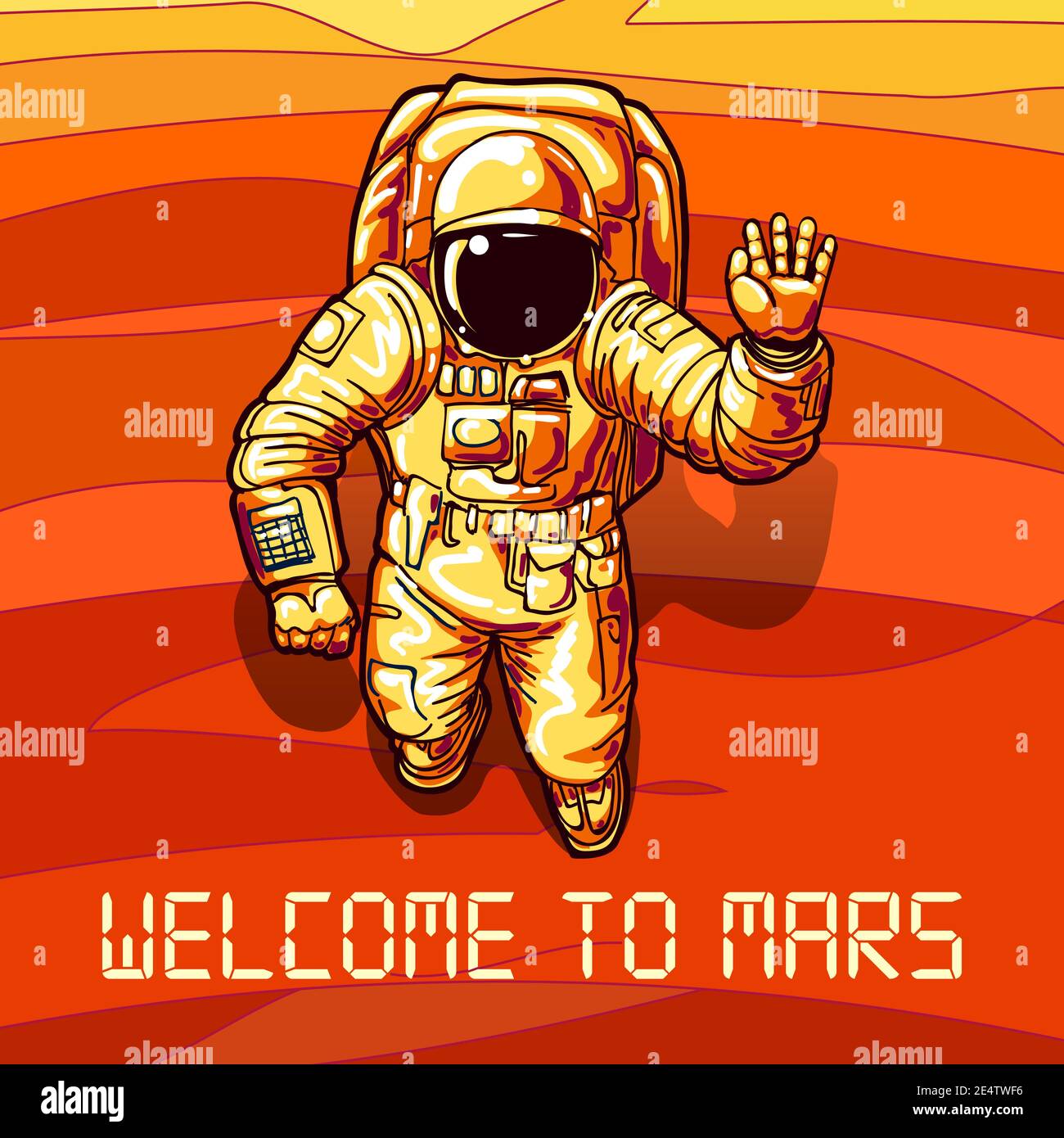 Astronauta sul poster Mars Illustrazione Vettoriale