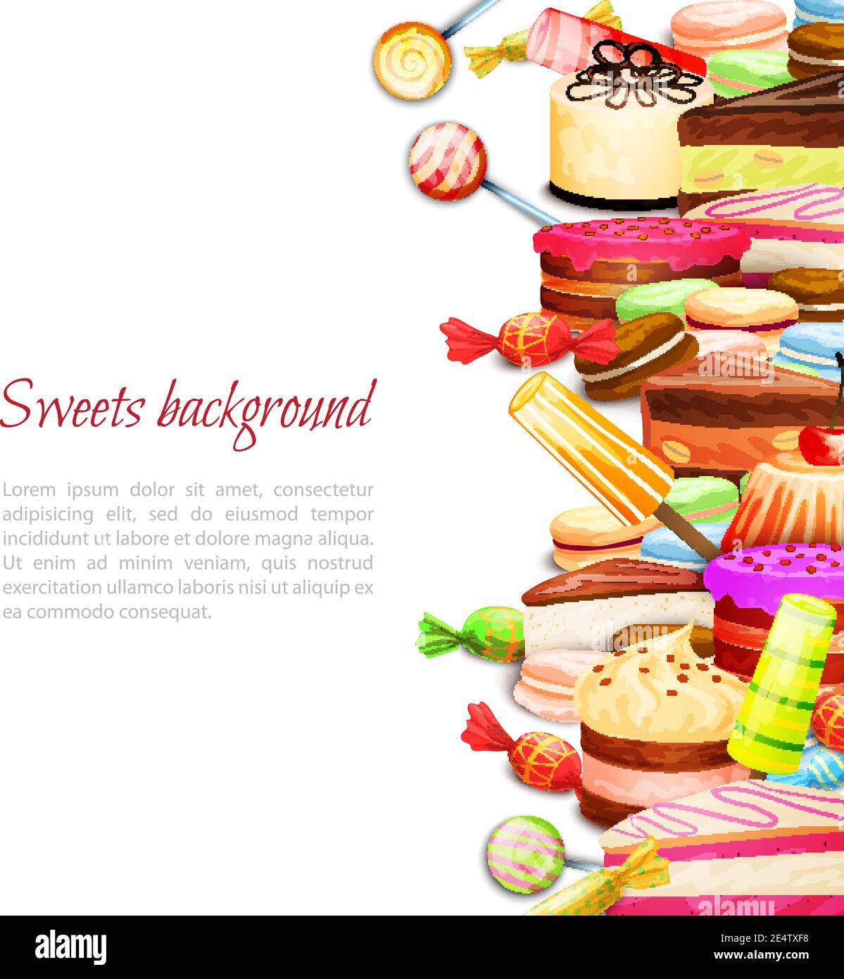 Sfondo dolce con biscotti di macaron per gelato a strati illustrazione vettoriale Illustrazione Vettoriale