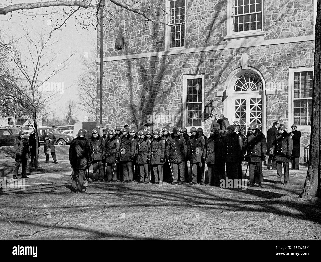 Alla fine degli anni '60, la polizia statale della Pennsylvania occupò il campus del Cheyney state College, un college prevalentemente afroamericano, HBCU, americano, USA Foto Stock