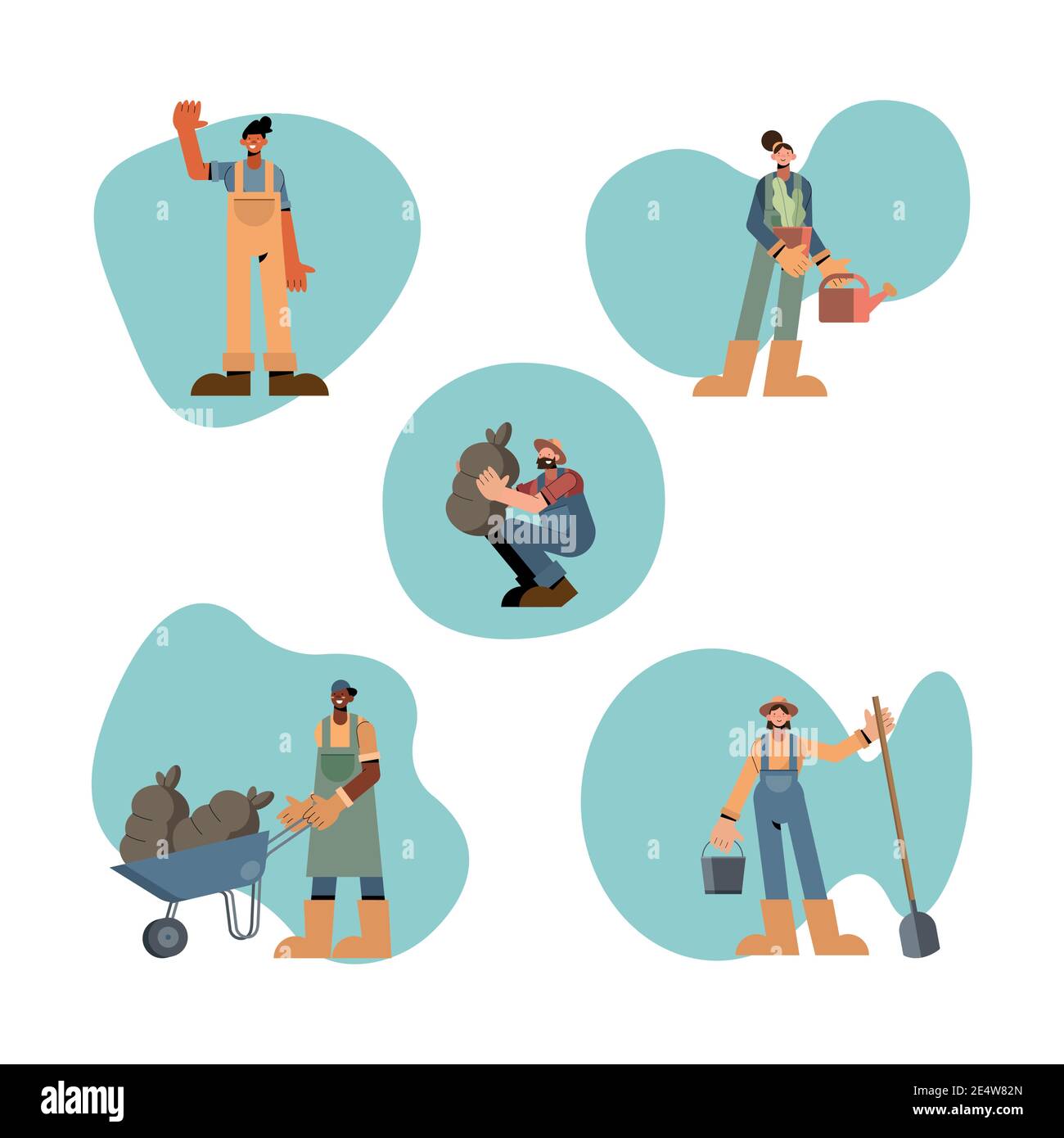 Farm People Icon Set design, Agronomy lifestyle agricoltura raccolto e agricoltura tema illustrazione vettoriale Illustrazione Vettoriale