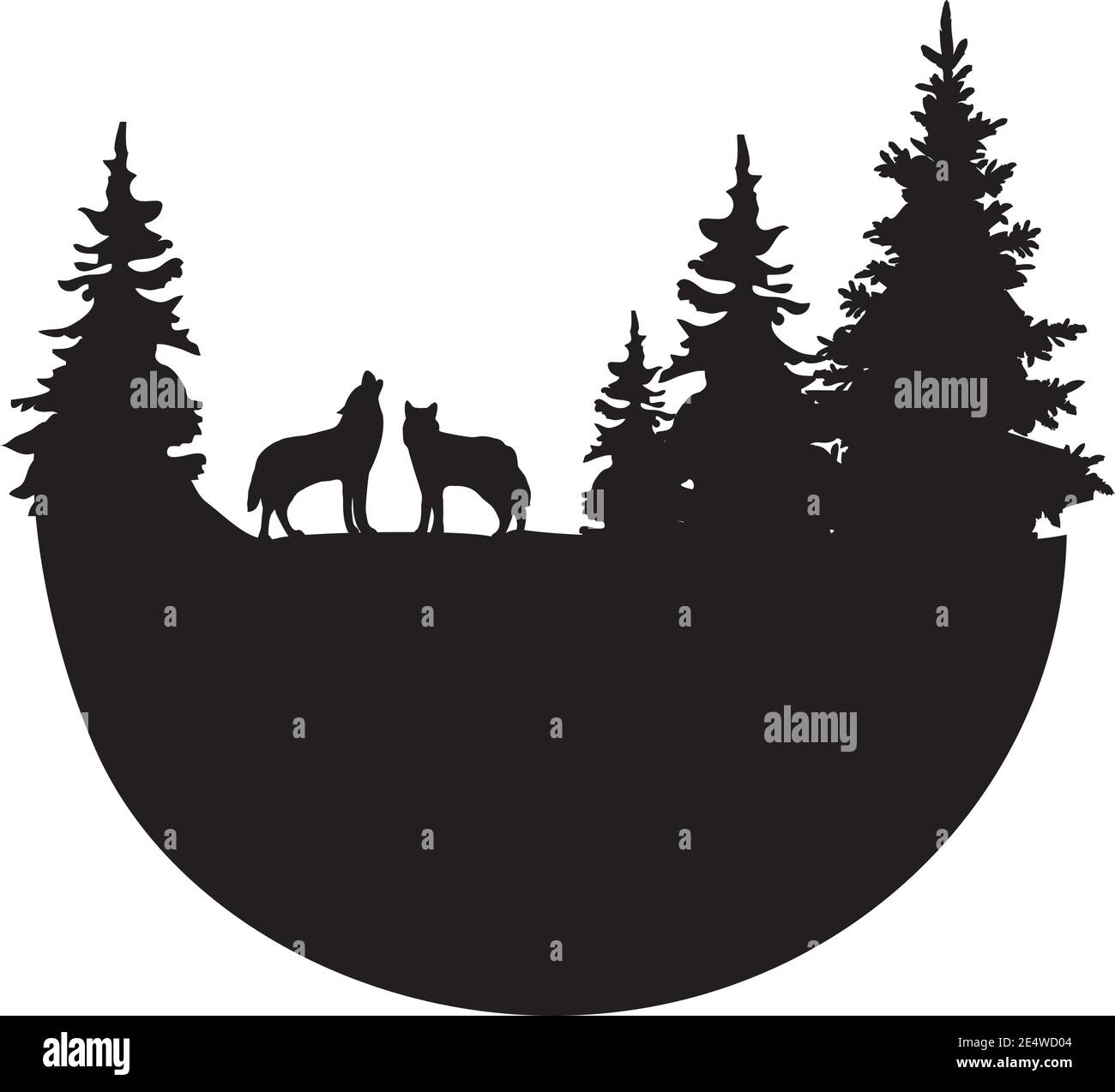 illustrazione vettoriale di un logo. Forest, wolves logo concetto. Illustrazione Vettoriale