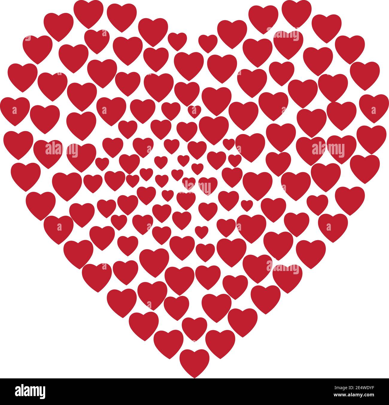 illustrazione vettoriale di un cuore rosso fatto di cuori Illustrazione Vettoriale