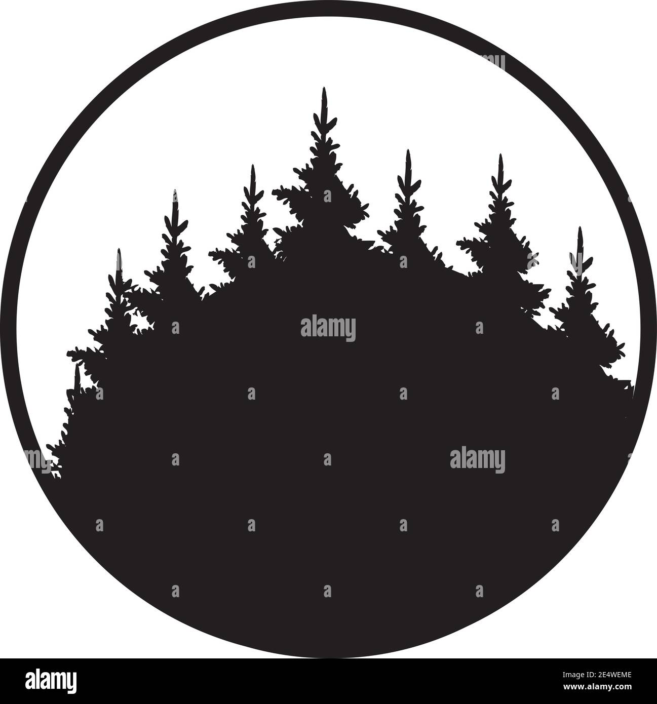 illustrazione vettoriale di un logo. Foresta, concetto di logo. Icona Foresta. Illustrazione Vettoriale