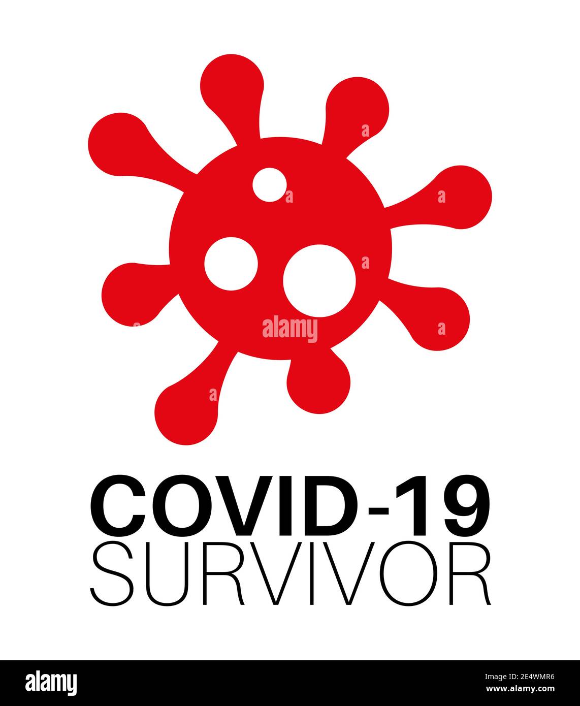 Covid-19 messaggio di Survivor su sfondo bianco con un rosso logo del virus Illustrazione Vettoriale
