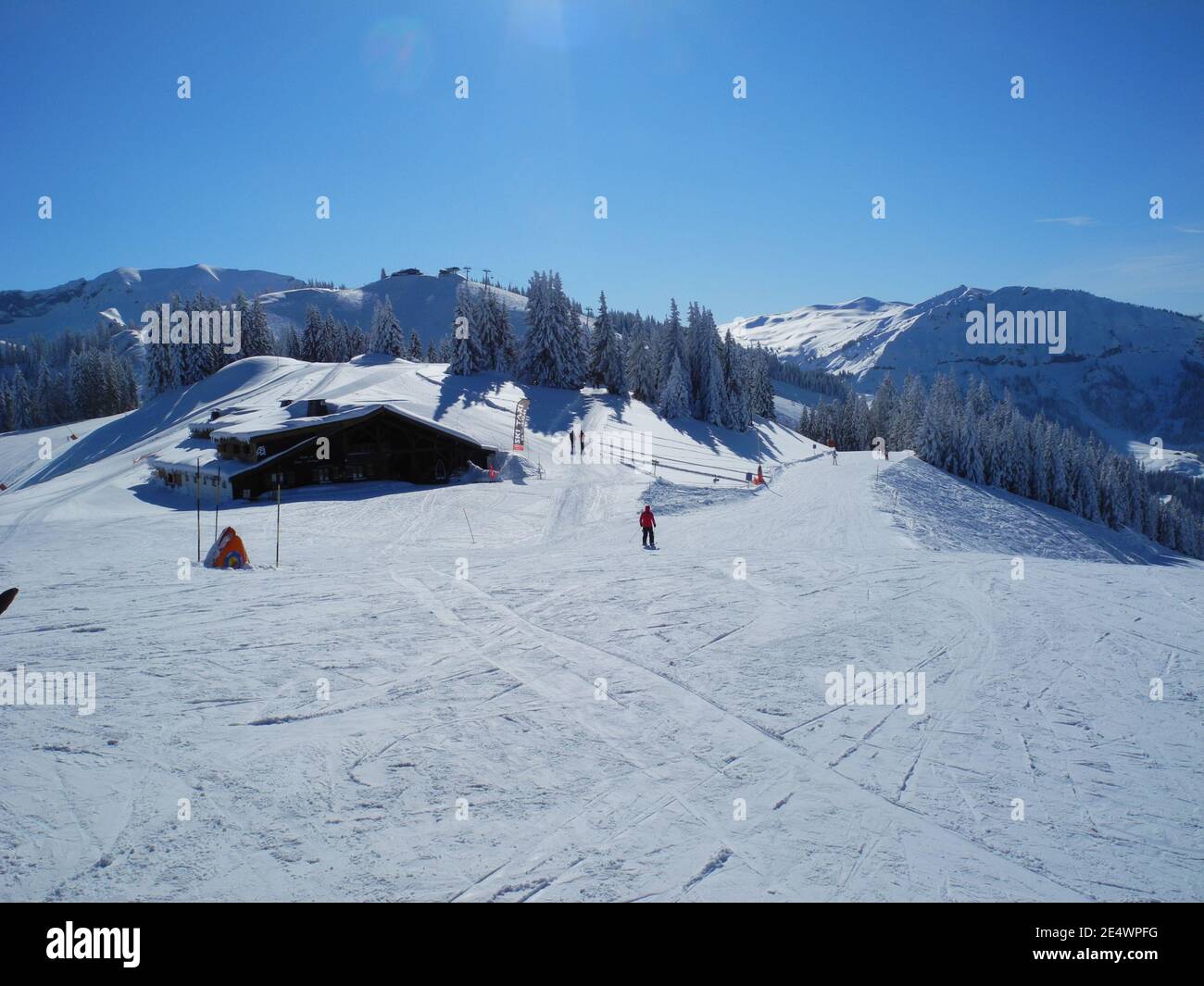 Inverno a Megève : Leavong l'Alpette a Cote 2000 Foto Stock