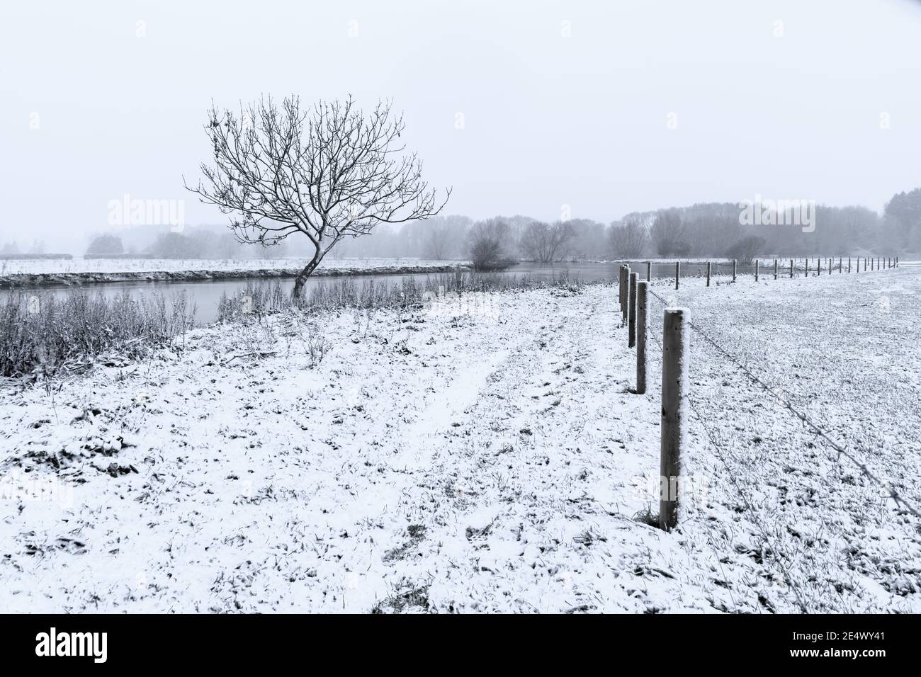 Paesaggio rurale invernale con neve Foto Stock