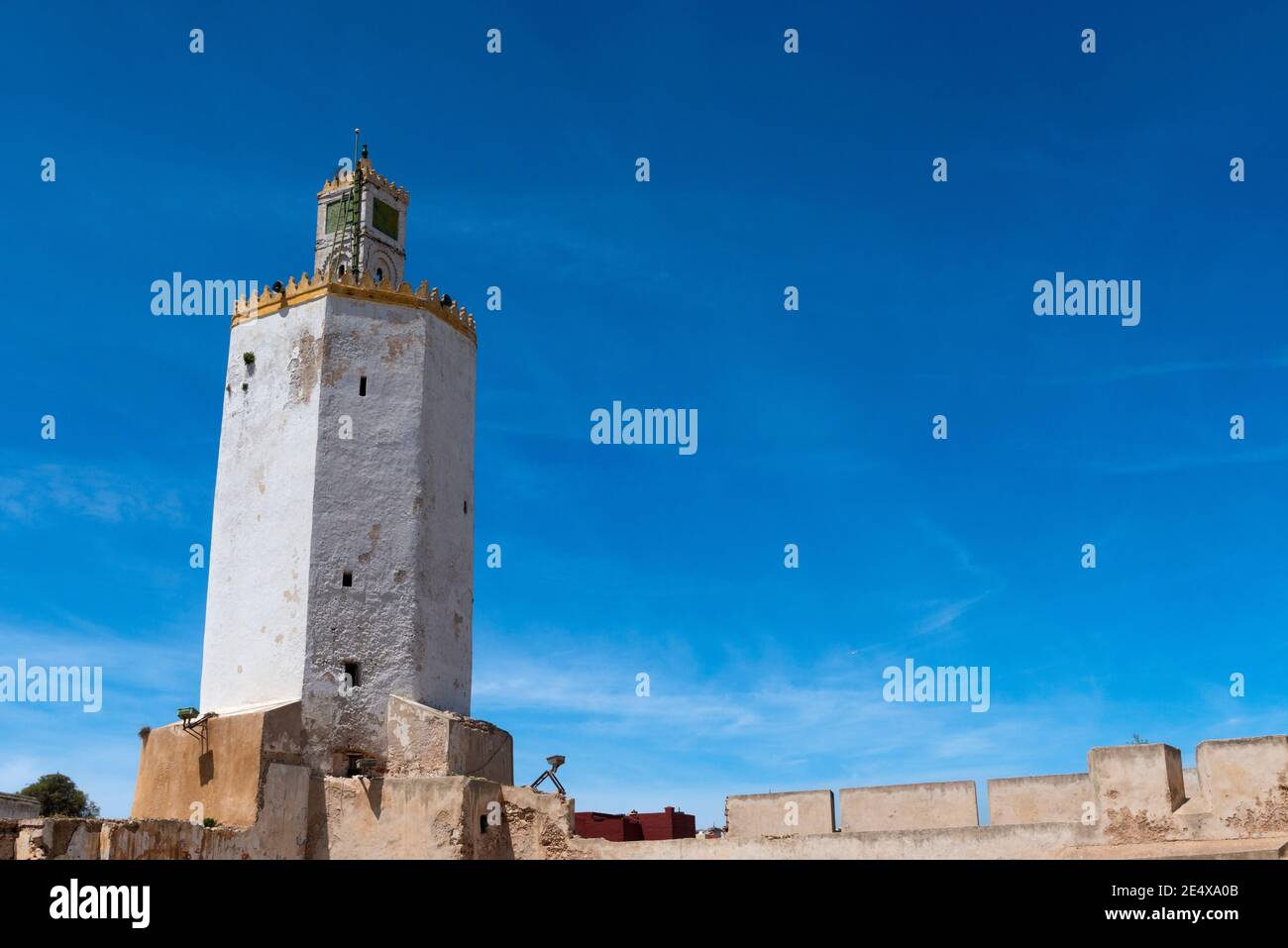 Il Minareto della città portoghese di Mazagan, nella città costiera di El Jadida, Marocco, Africa del Nord. Foto Stock