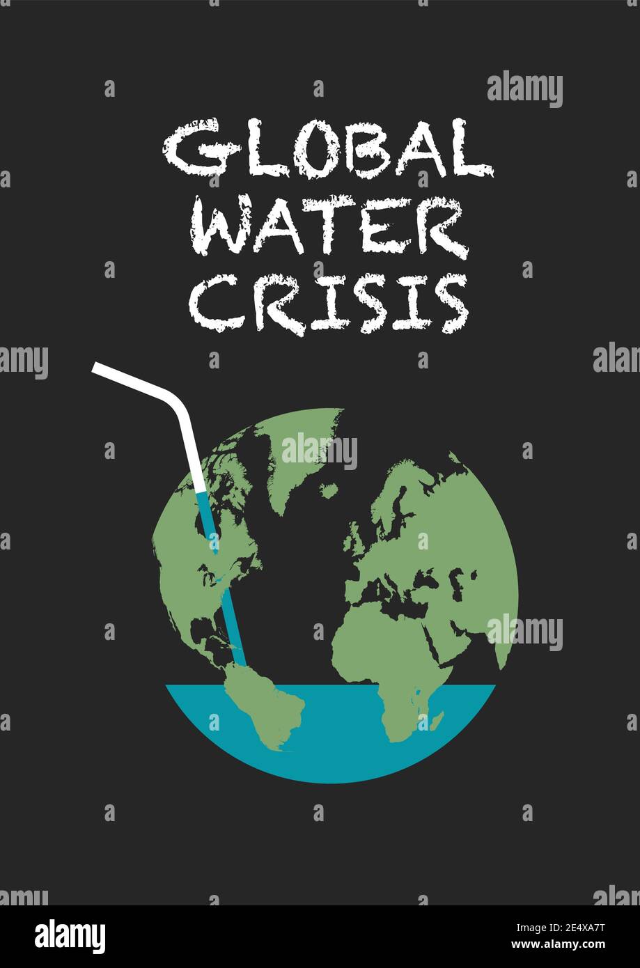 Poster sulla crisi globale dell'acqua. Concetto ecologico. Illustrazione vettoriale Illustrazione Vettoriale