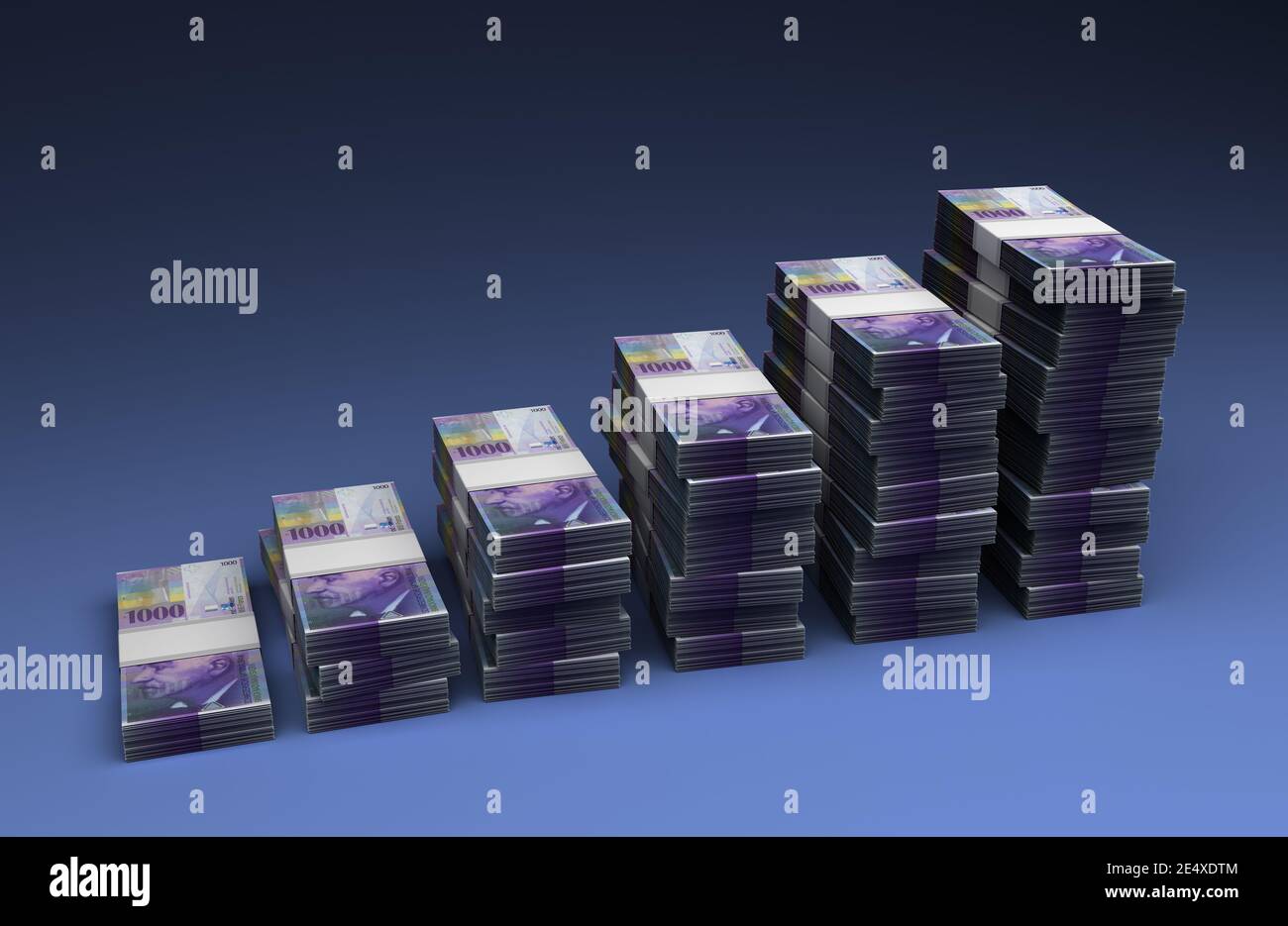 Grafico Swiss Franc Bar (su sfondo blu) Foto Stock