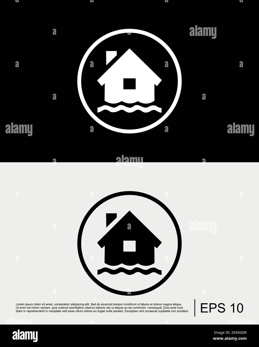 Modello icona Home Flood Illustrazione Vettoriale