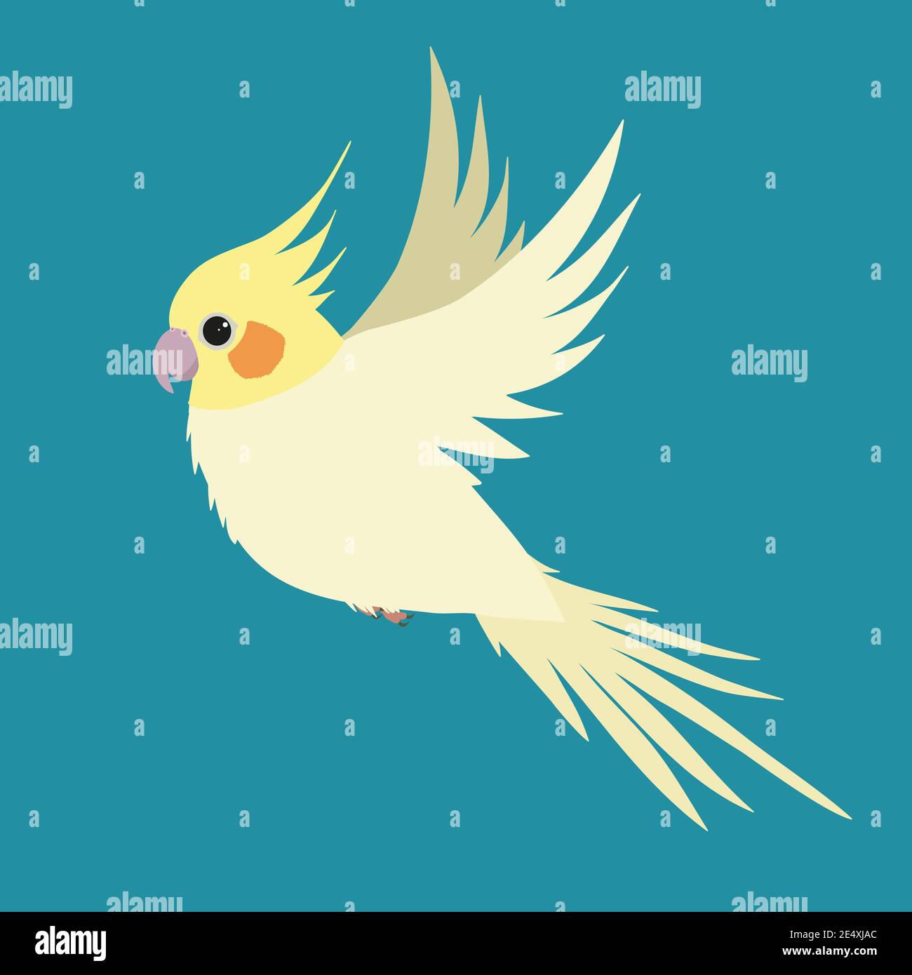 Un'illustrazione vettoriale di un cockatiel giallo in volo Illustrazione Vettoriale