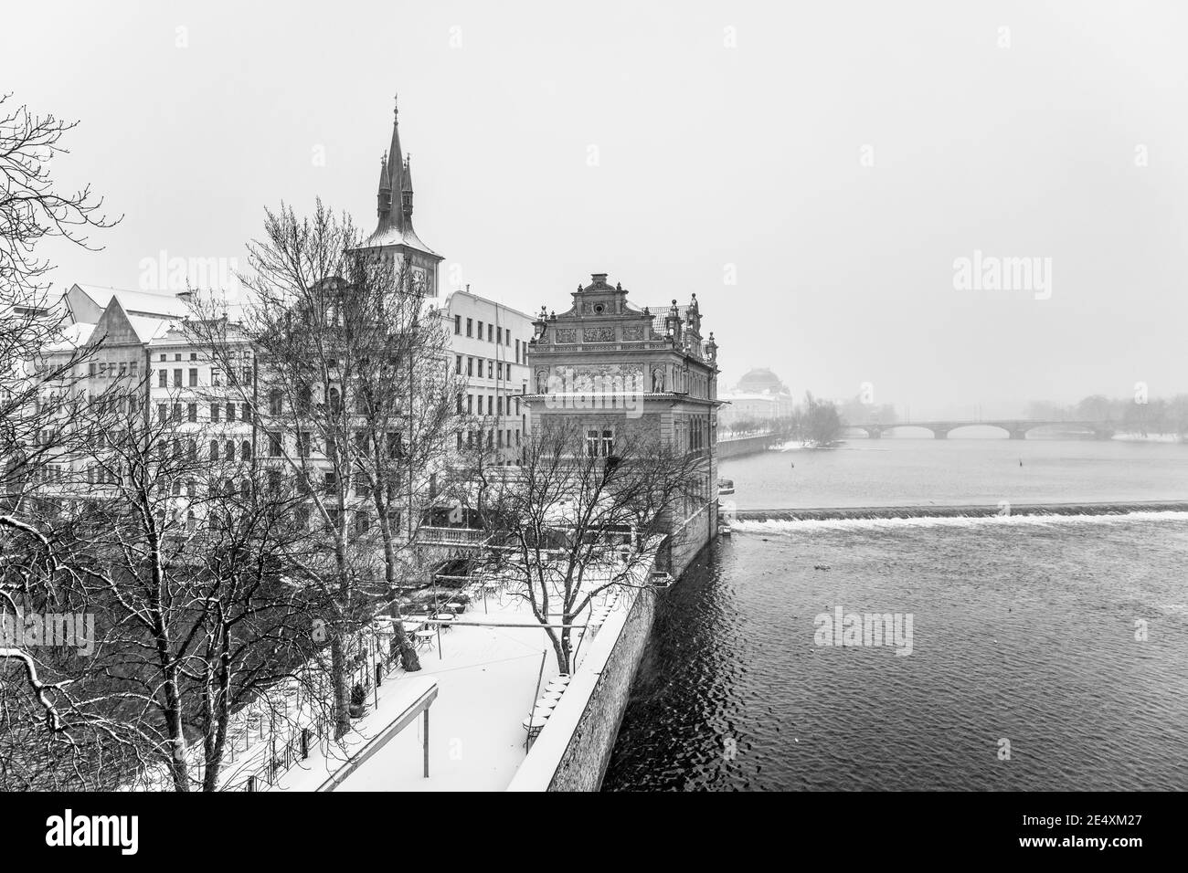 Case a Ponte Carlo in inverno Foto Stock