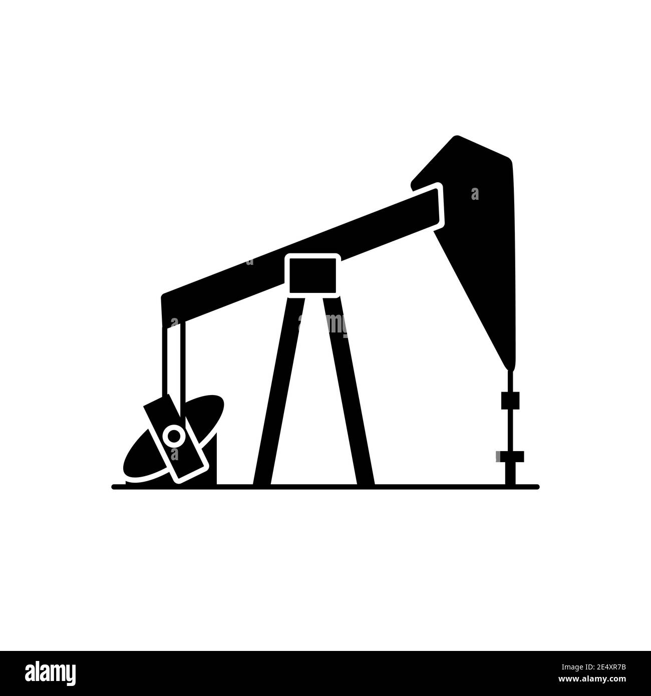 Icona della silhouette della piattaforma petrolifera in stile piatto. Simbolo di esplorazione e produzione di petrolio isolato su sfondo bianco. Illustrazione Vettoriale