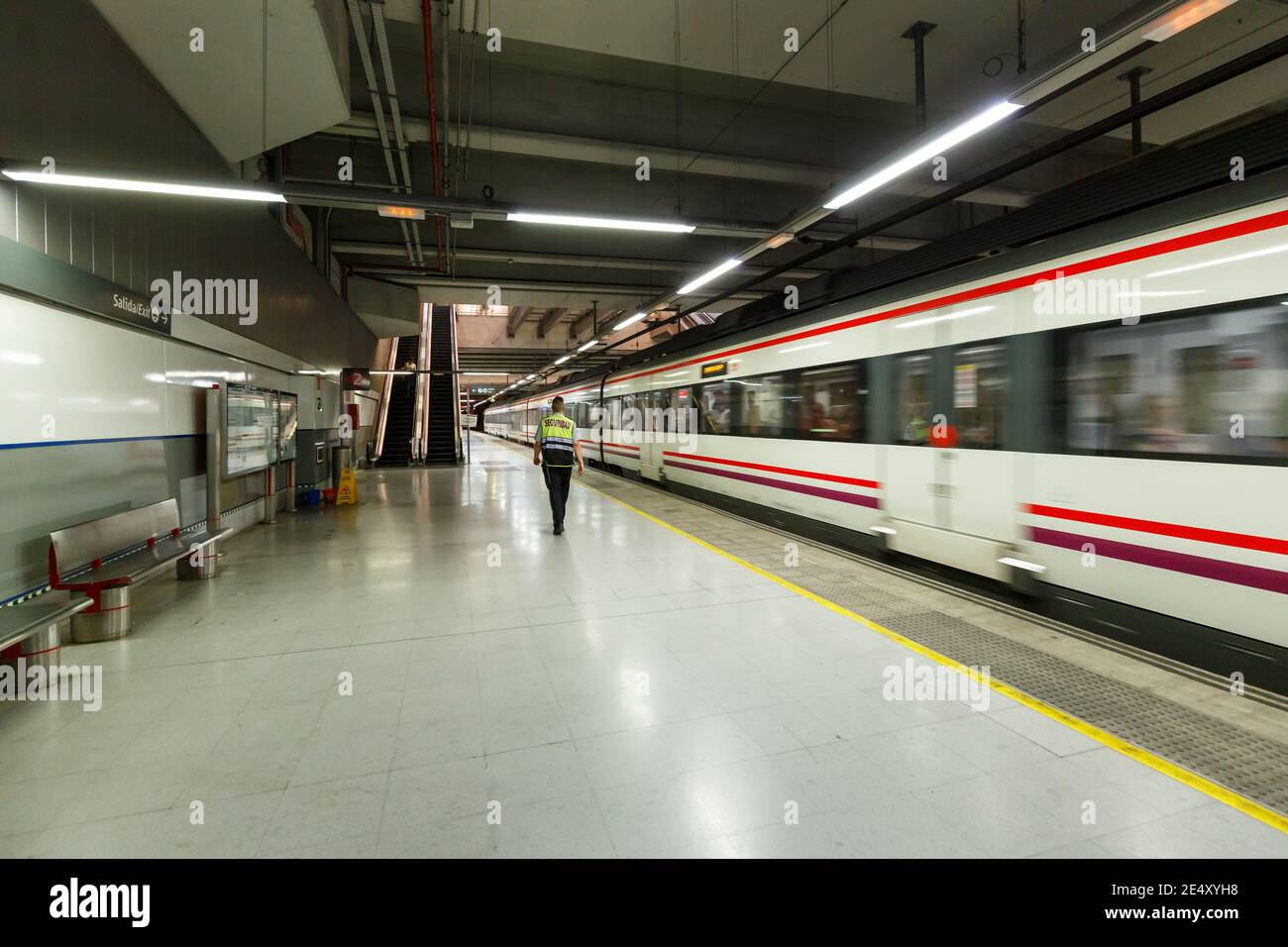 Malaga, Spagna – 27 luglio 2018: Stazione ferroviaria all'aeroporto di Malaga (AGP) in Spagna. Foto Stock