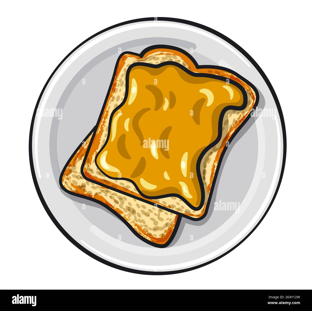 illustrazione dei sandwich di burro di arachidi con arachidi su un piastra Illustrazione Vettoriale