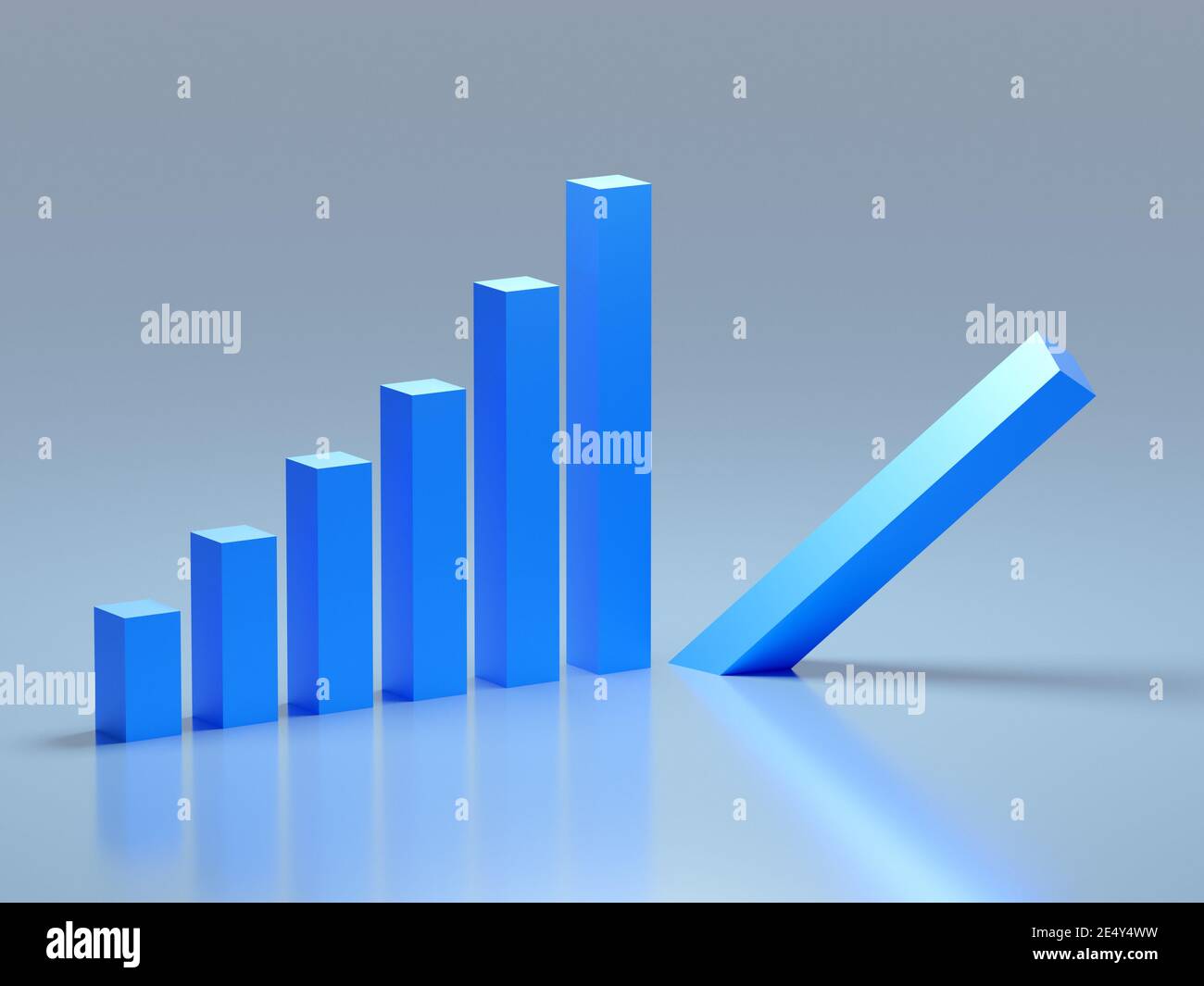 Business e il concetto di fallimento. Grafico in bancarotta con recessione. rendering 3d Foto Stock