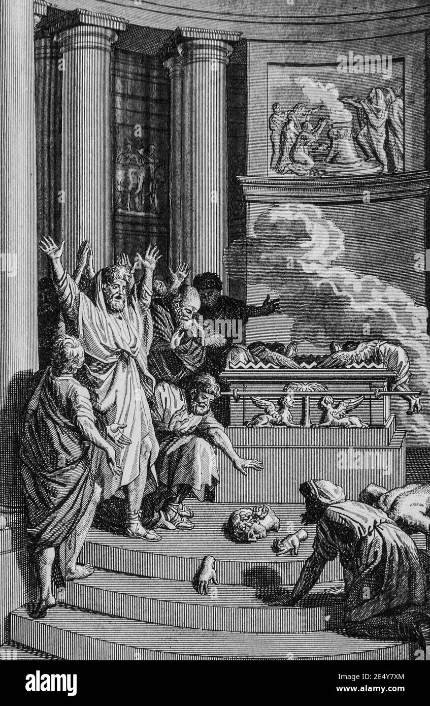 l'idole de dagon, testamento antico, la bibbia par le maistre de sacy, editeur guiraudet et jouaust 1836 Foto Stock