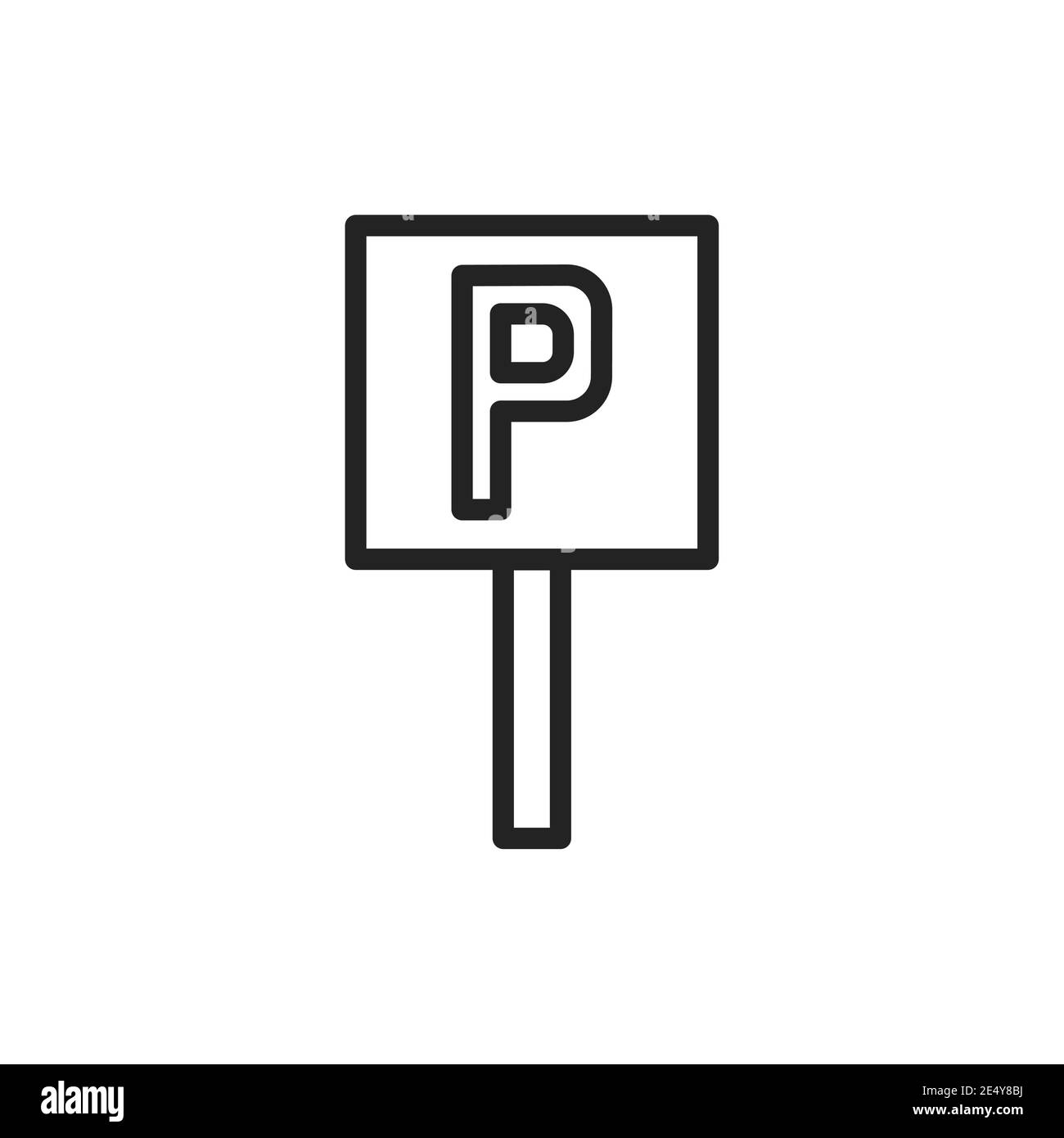 Icona della linea a colori del segnale del parcheggio pubblico. Elemento vettoriale isolato. Illustrazione Vettoriale