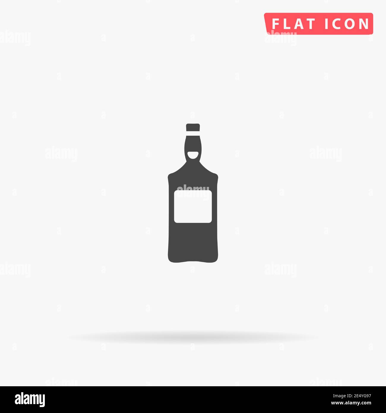 Bottiglia di icona vettore piatto Whisky. Illustrazioni di design disegnate a mano. Illustrazione Vettoriale