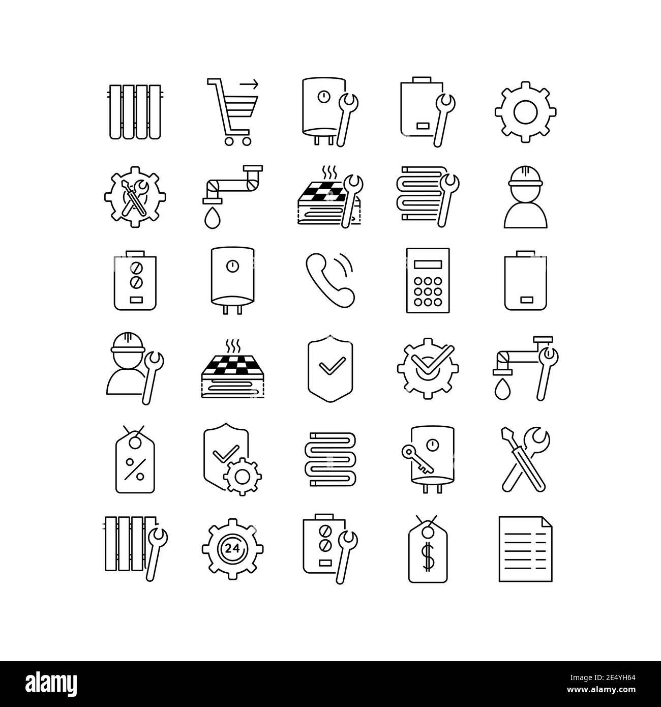 Icone vettoriali dei sistemi di riscaldamento. Illustrazione Vettoriale Icone vettoriali dei sistemi di riscaldamento. Illustrazione Vettoriale
