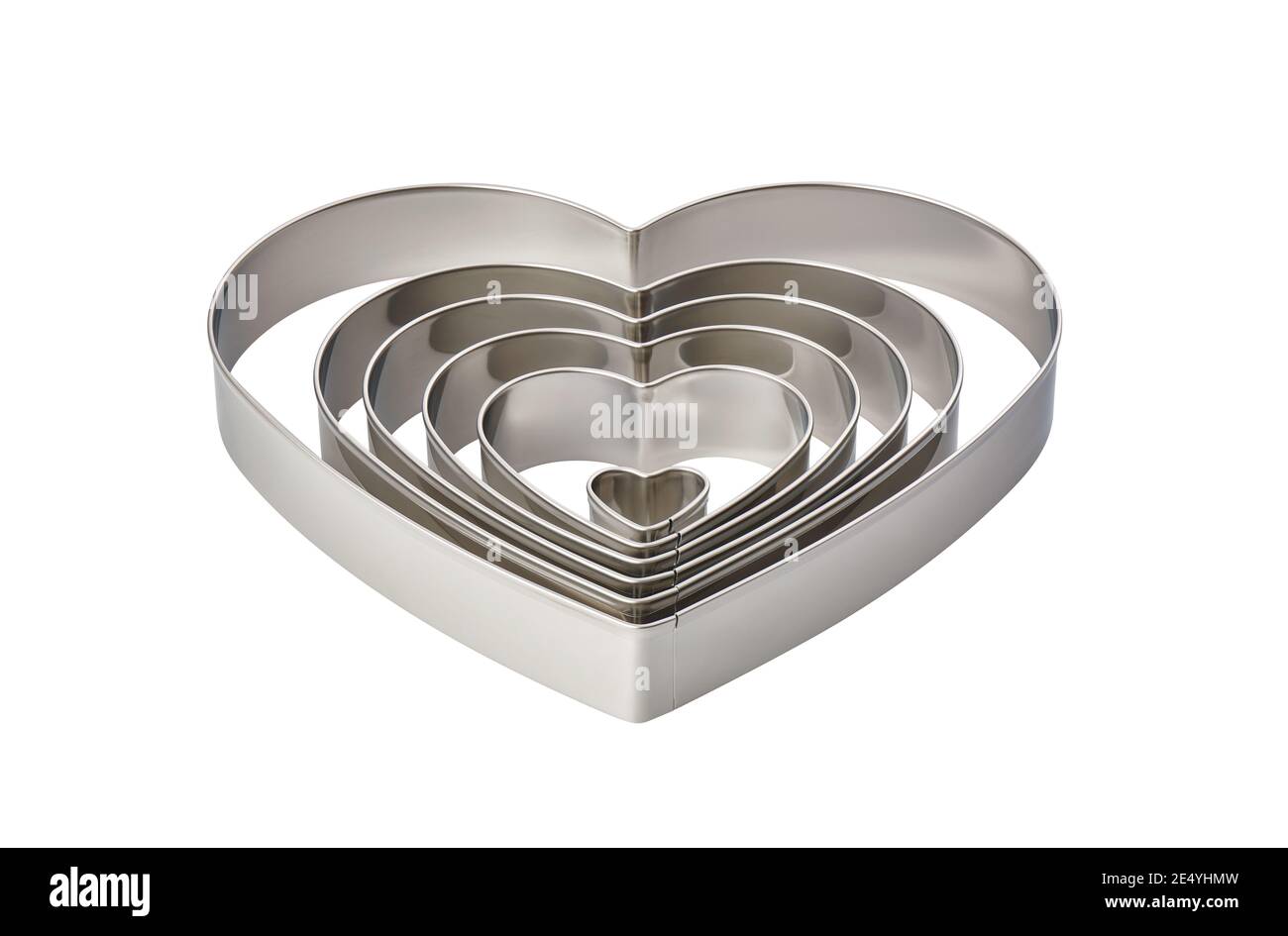 Set di tagliacinette a forma di cuore in acciaio inox, tagliatubi Foto Stock
