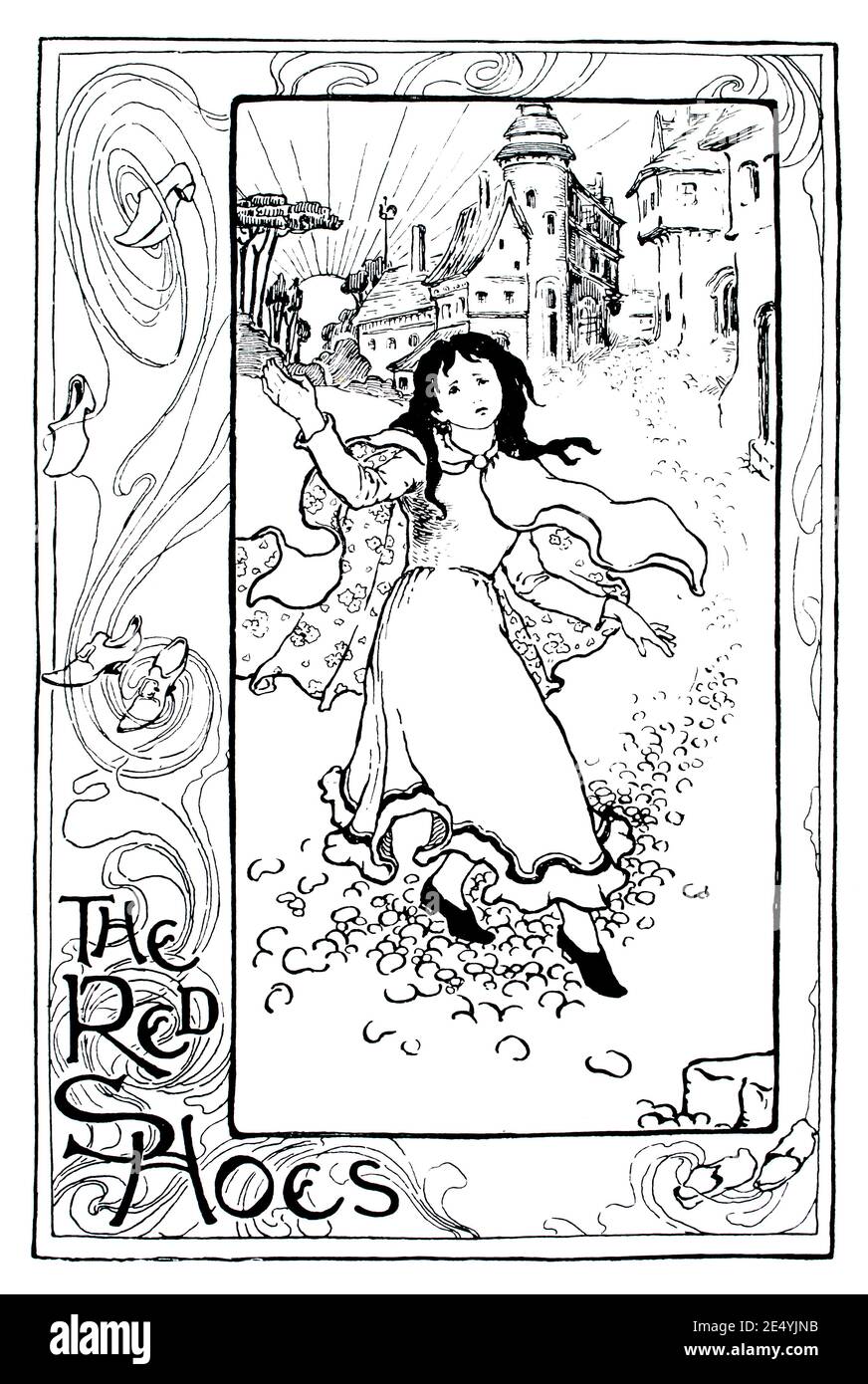 The Red Shoes, Fairy tale illustrazione di Emily Ann Attwell, madre di Mabel Lucie Attwell nel 1897 The Studio An Illustrated Magazine of fine and Appl Foto Stock