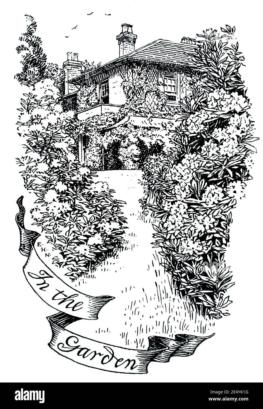 Nel Giardino, illustrazione di linea di Edmund Hort (EH) New, nel 1897 lo Studio un Rivista illustrato di Belle e applicate Arte Foto Stock